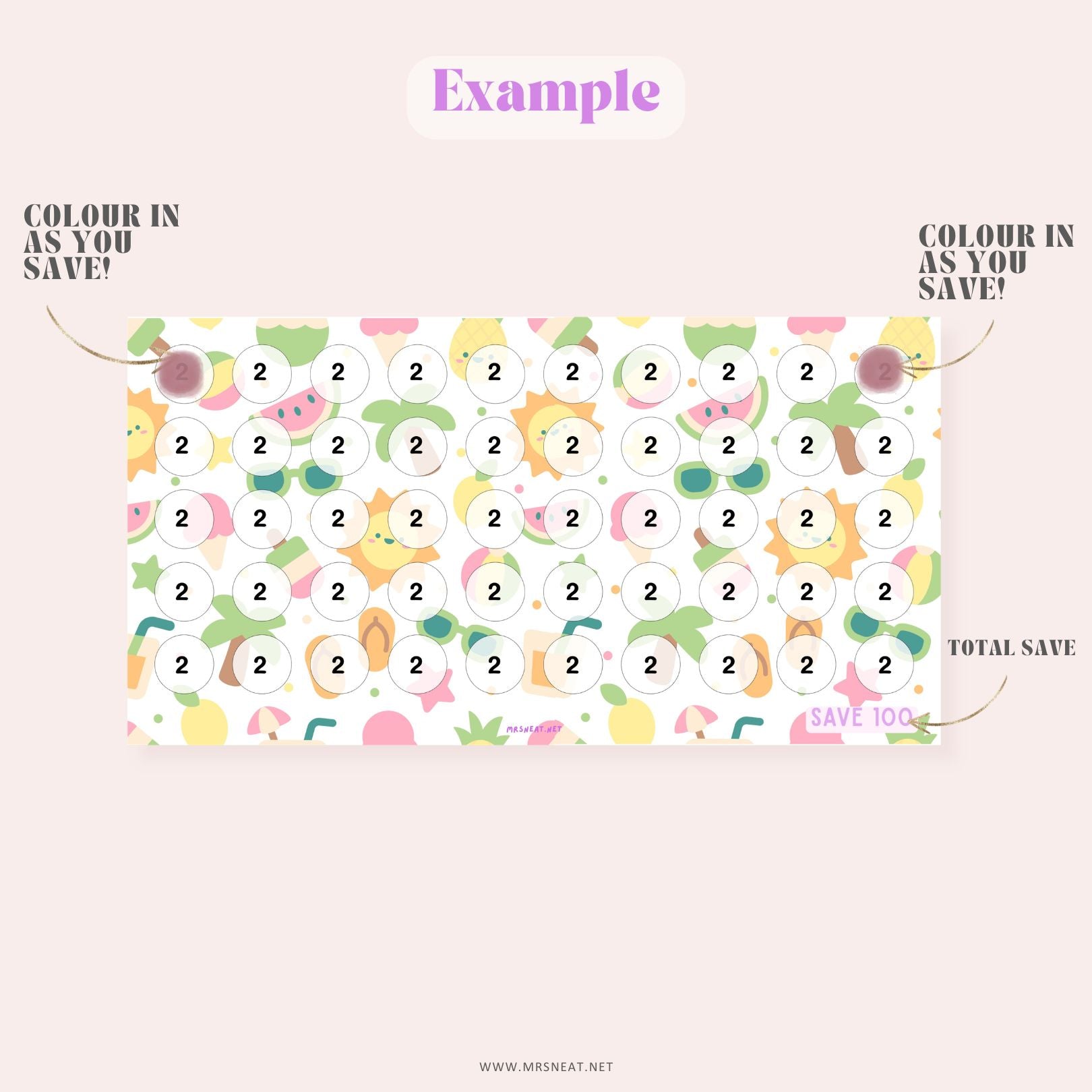 Example of Summer Savings Challenge Fruit Theme for Low Income Saving