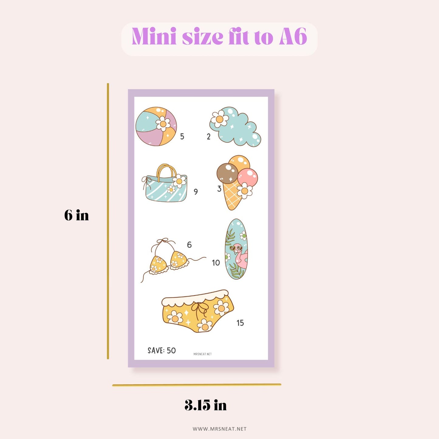 Super Cute Soft Purple A6-sized inserts fit perfectly in your binder system, making them ideal for organizing your cash stuffing envelopes and tracking your weekly or monthly savings journey.
