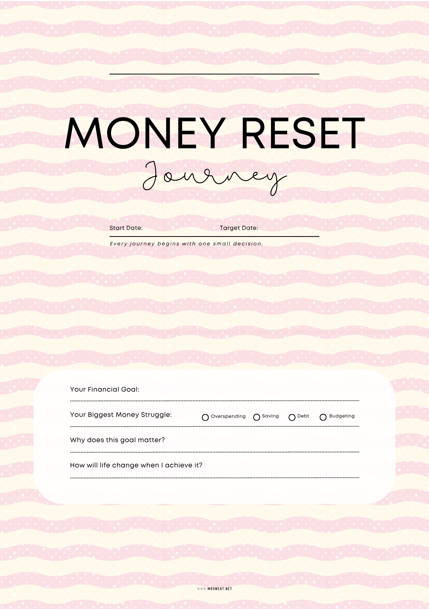Cover Blush & Bloom $1,000 Money Reset Kit printable budget planner
