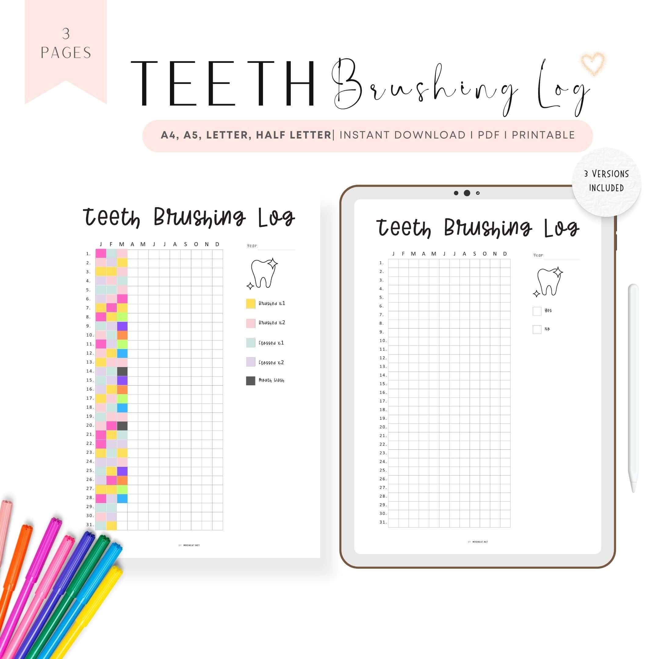 Teeth Brushing Checklist Printable – mrsneat