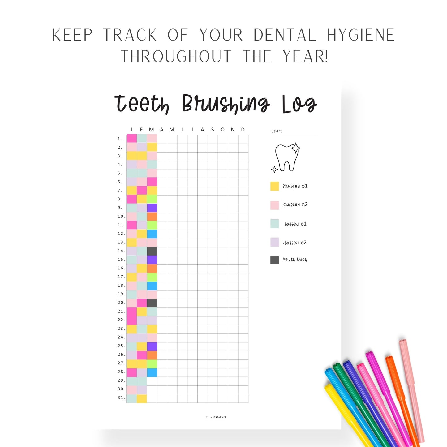 Minimalist Teeth Brushing Checklist Printable