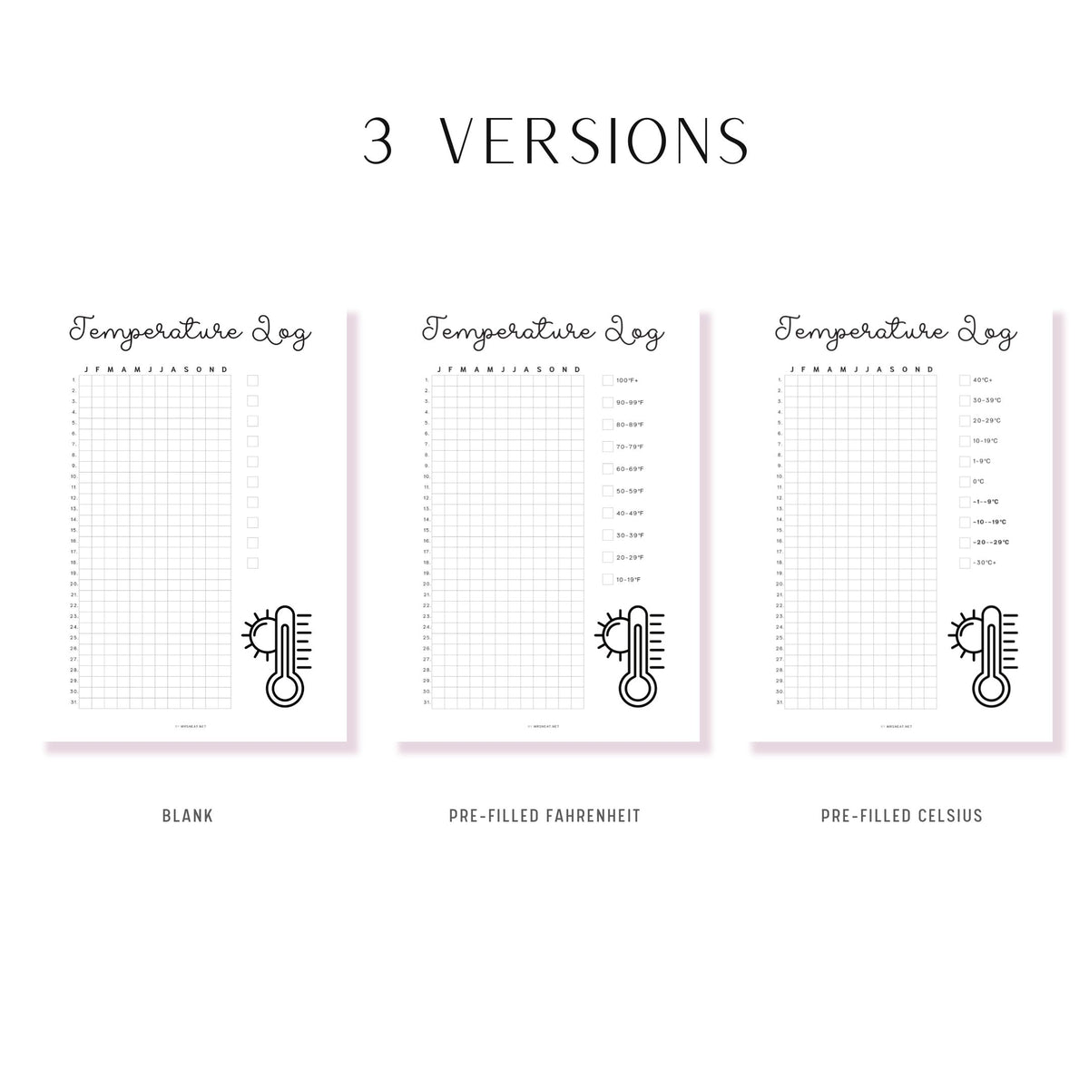 Temperature Log Template PRINTABLE PDF - M501 – mrsneat