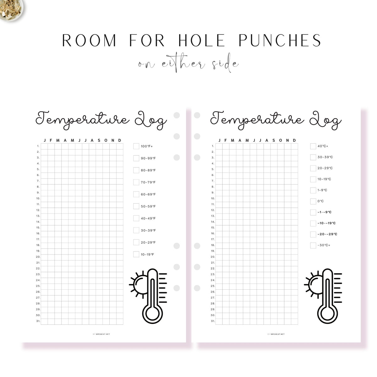 Temperature Log Template PRINTABLE PDF - M501 – mrsneat