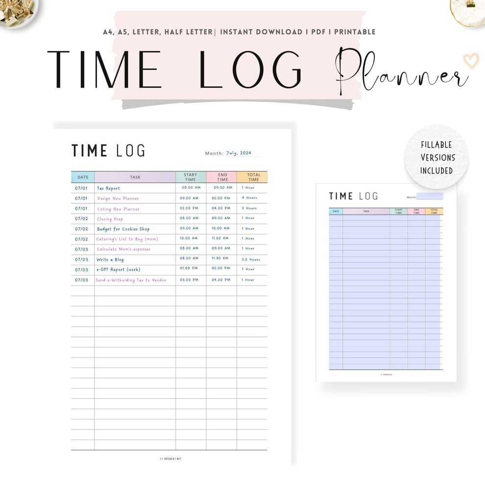 Time Management Planner Printable Mrsneat