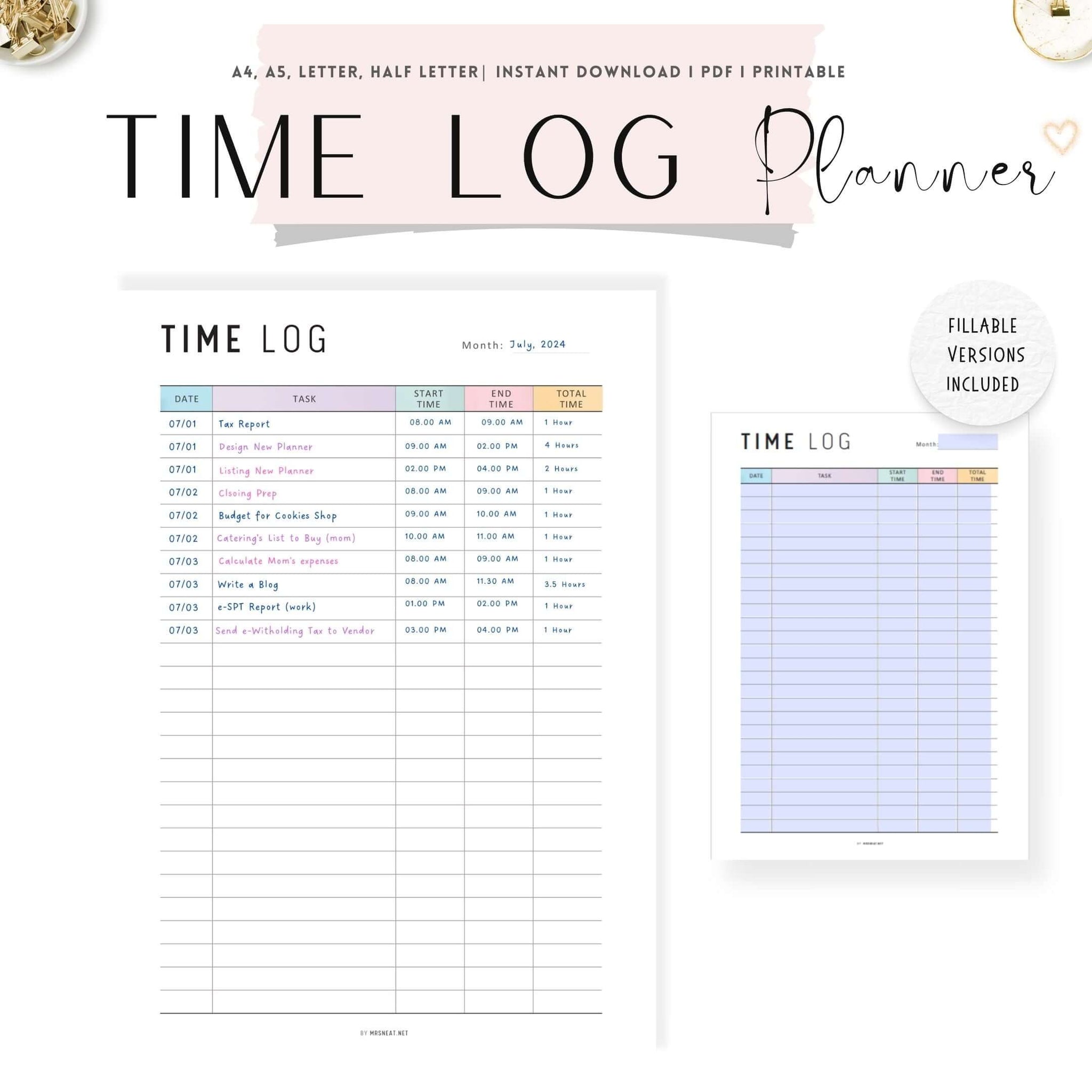 Time Management Planner Printable – mrsneat
