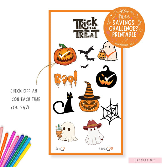 Free Halloween Mini Savings Challenge for Cash Stuffing Low Budget Income fit A6 Binder