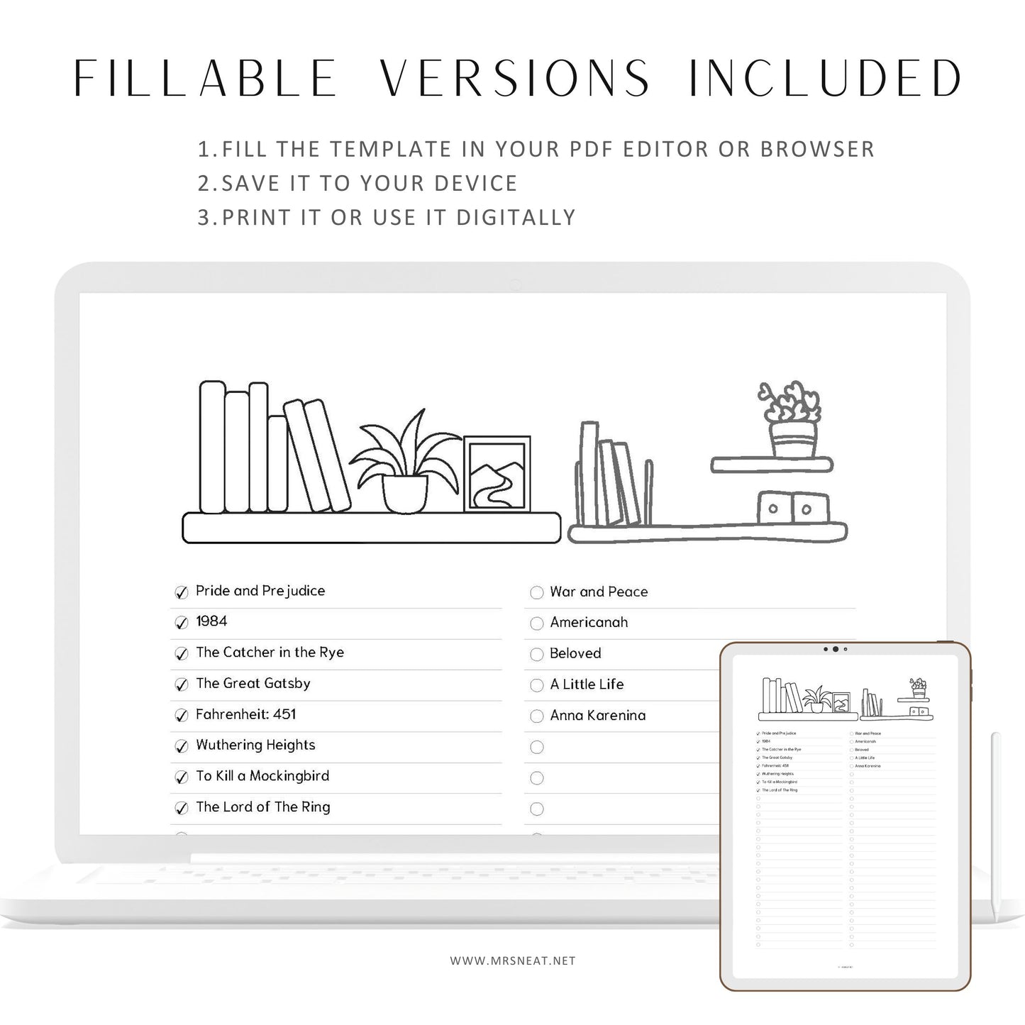 Fillable To Be Read, TBR List, PRINTABLE Journal Page, Book Journal Page, Book Tracker, Reading Tracker, Habit Tracker, Printable Planner Page, Digital Planner, Fillable PDF, A4, A5, Letter, Half Letter