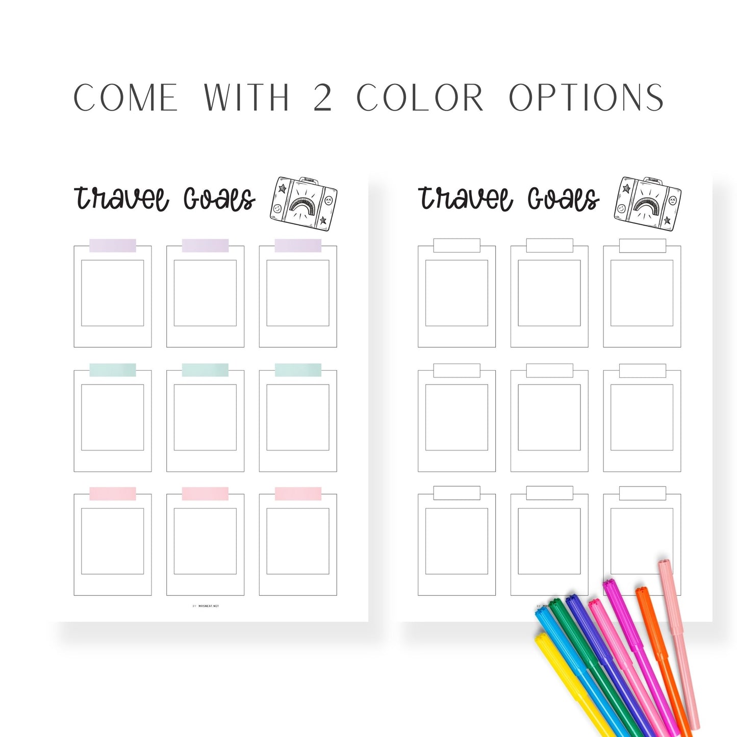 Colorful Travel Goals Planner Template