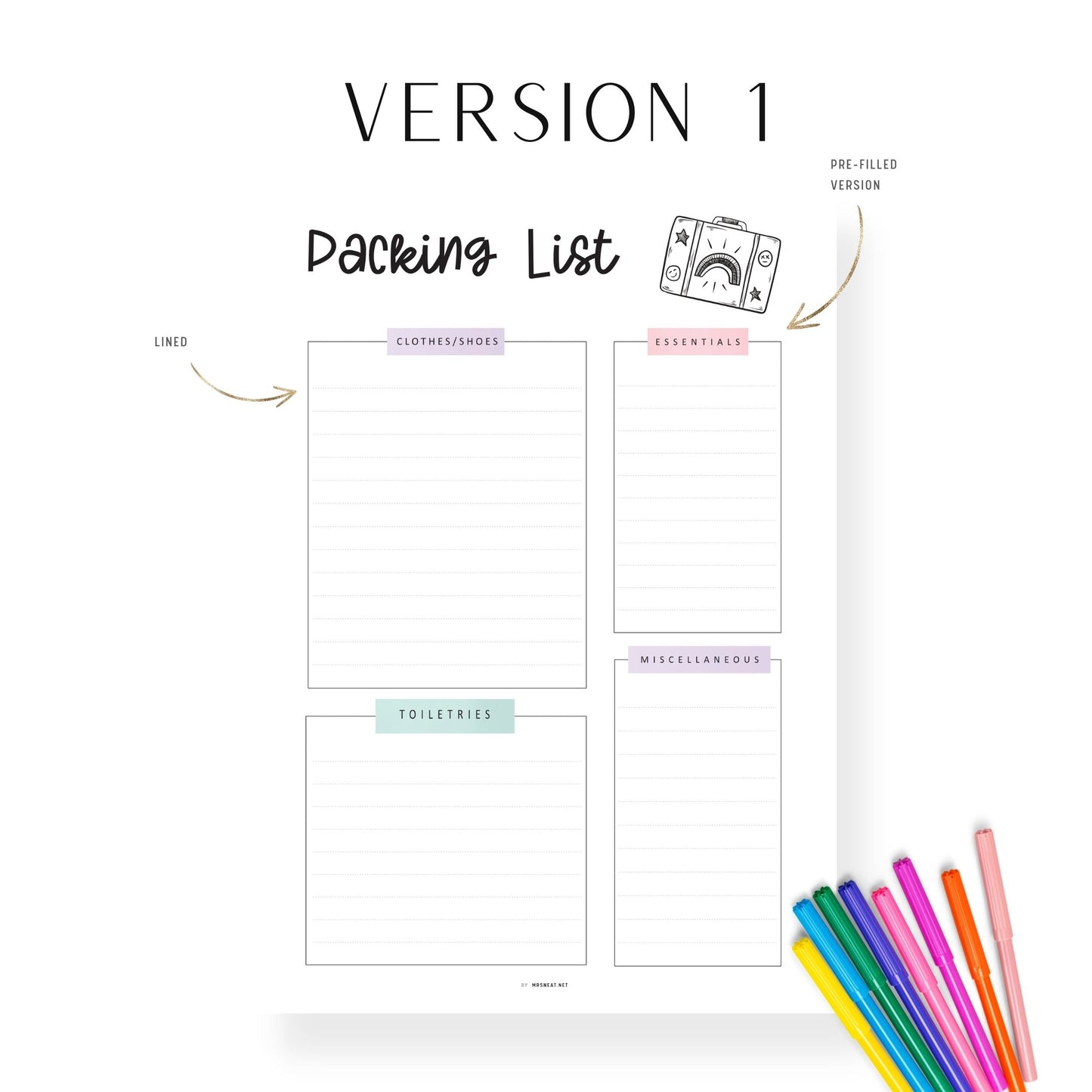 Colorful Travel Packing Checklist Printable