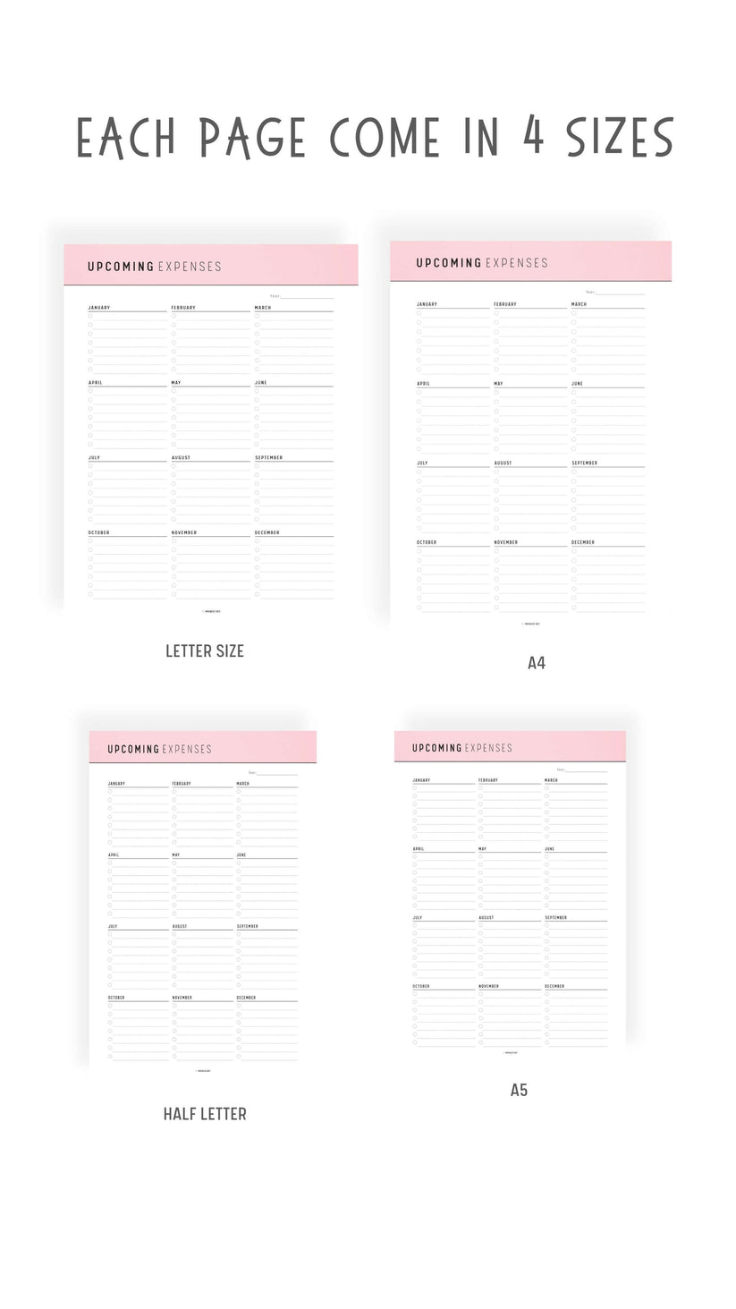 Upcoming Expenses Template Printable - M299 – mrsneat