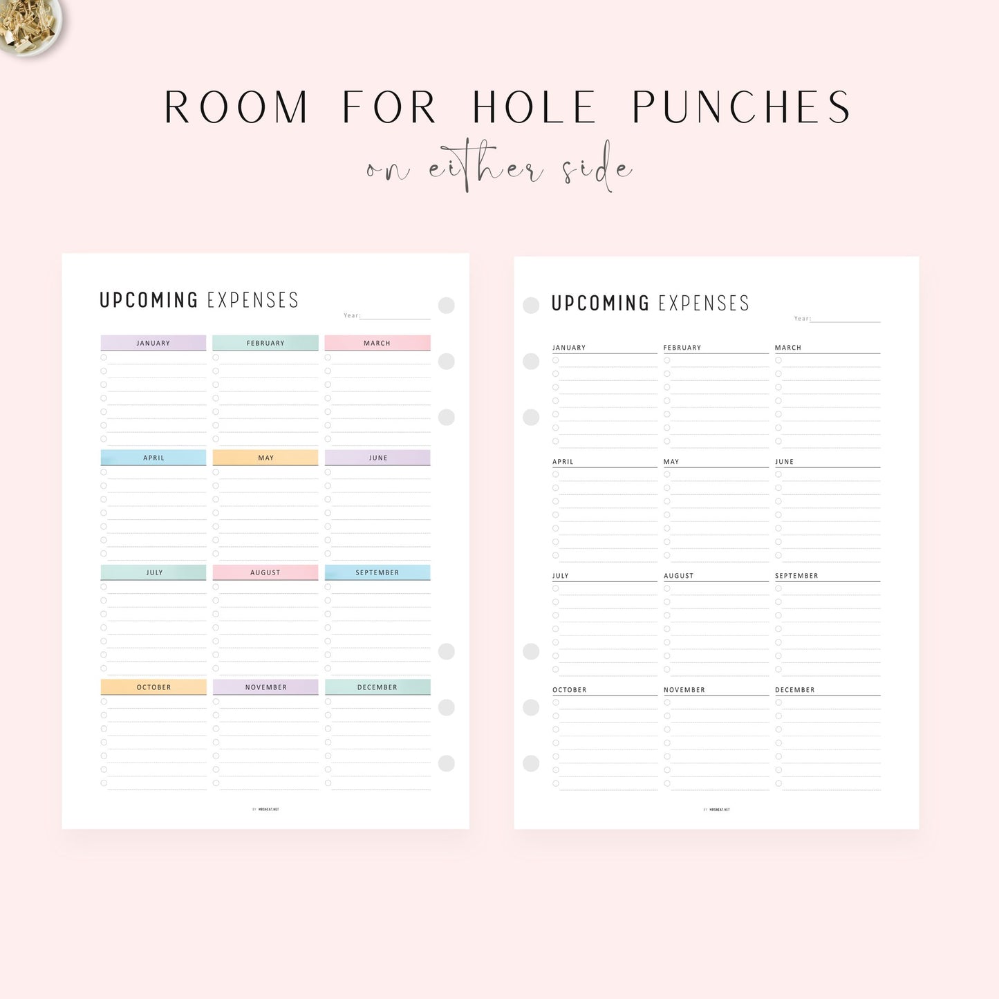 Upcoming Expenses Template, Printable, A4, A5, Letter, Half Letter, PDF, Digital Planner, 2 Colors, Instant Download