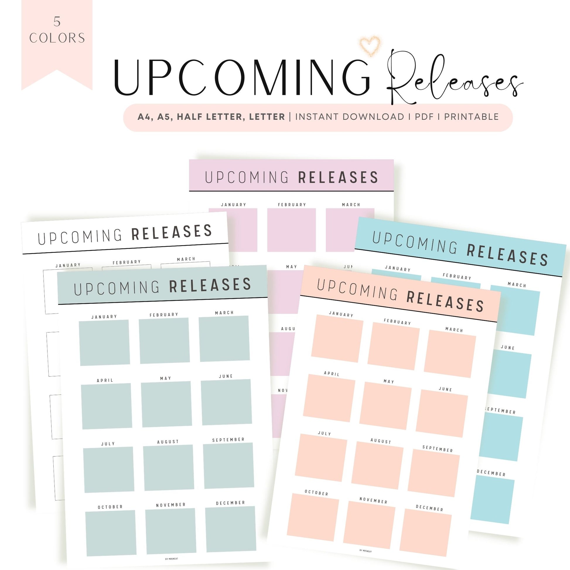 Colorful Upcoming Releases Books Template Printable