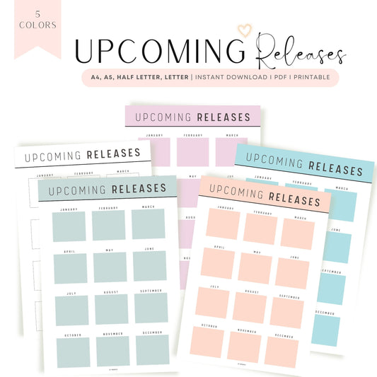 Colorful Upcoming Releases Books Template Printable
