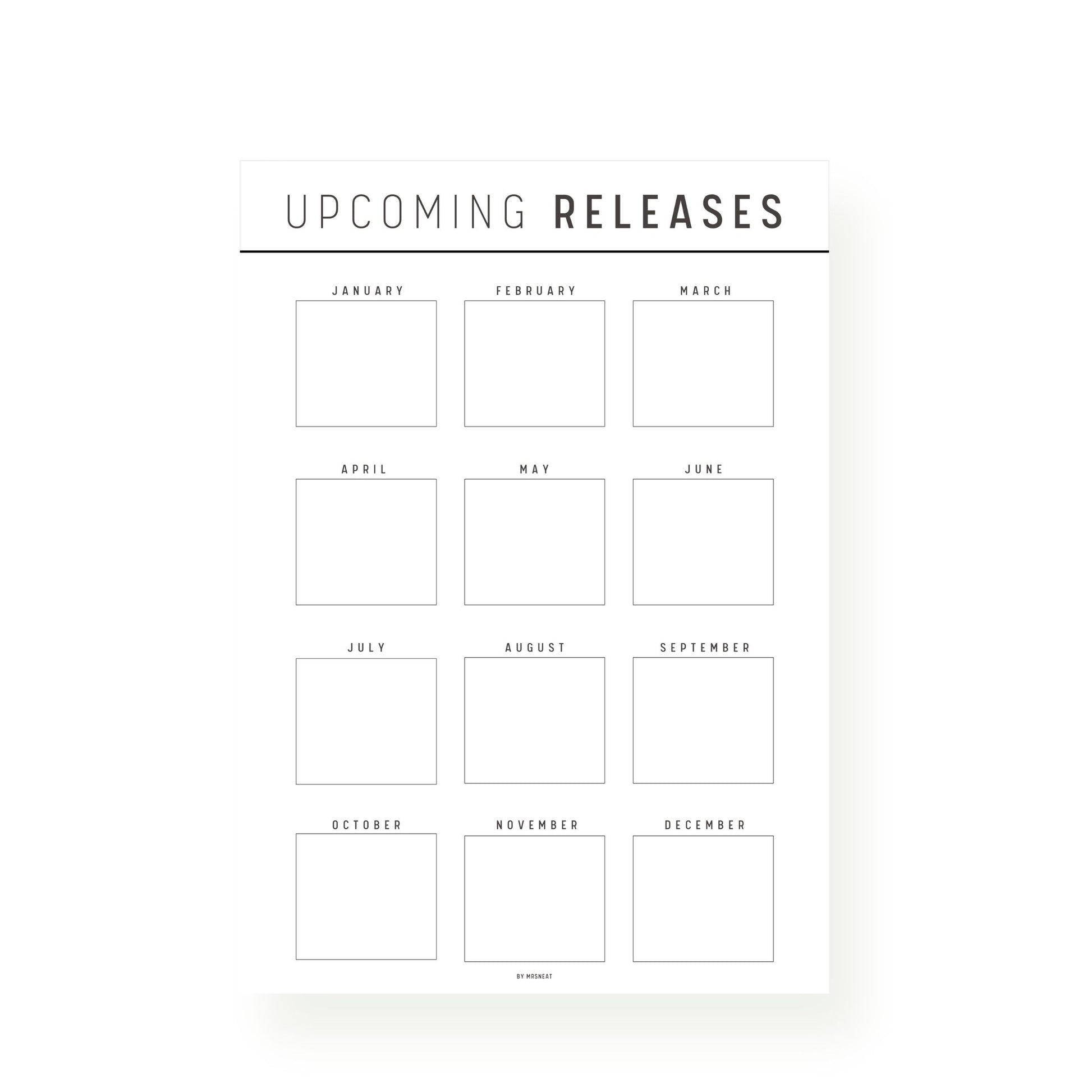 Upcoming Releases Books Template Printable