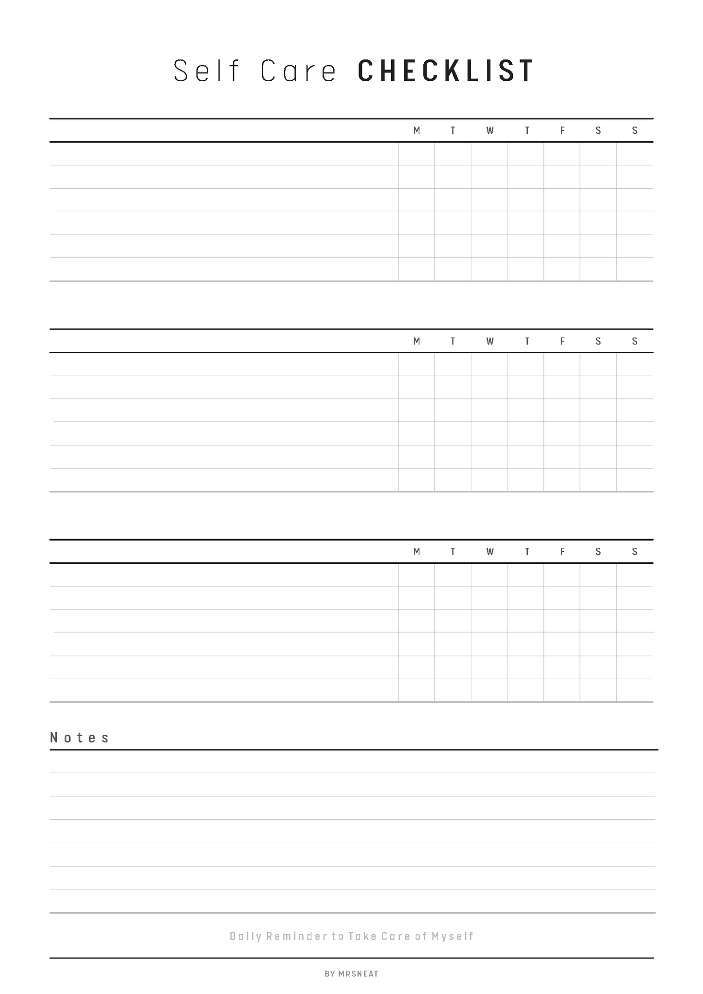 Fillable Self care planner, Self care checklist, Self care Journal, Wellness Journal, Wellness Tracker, Self Care Tracker, Weekly Tracker