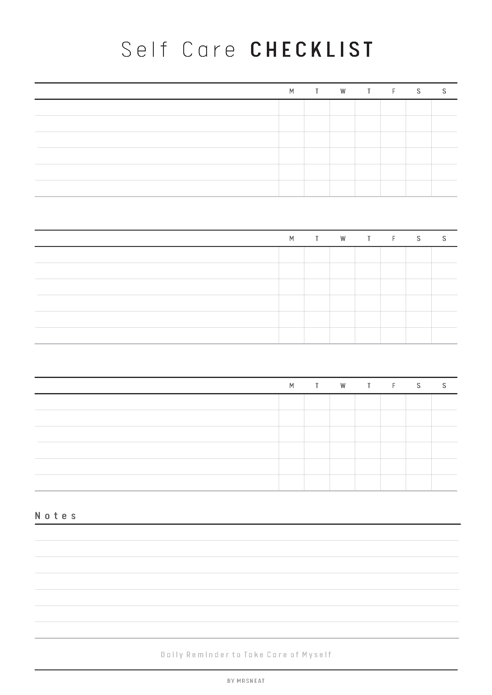 Fillable Self care planner, Self care checklist, Self care Journal, Wellness Journal, Wellness Tracker, Self Care Tracker, Weekly Tracker