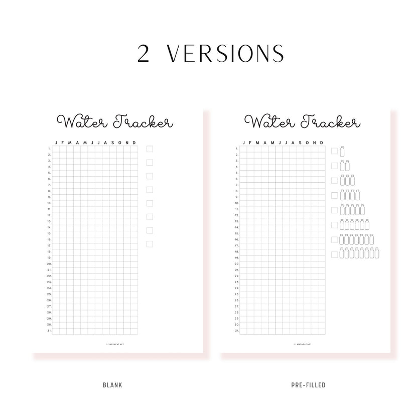 Water Tracker PRINTABLE PDF - M506 – mrsneat