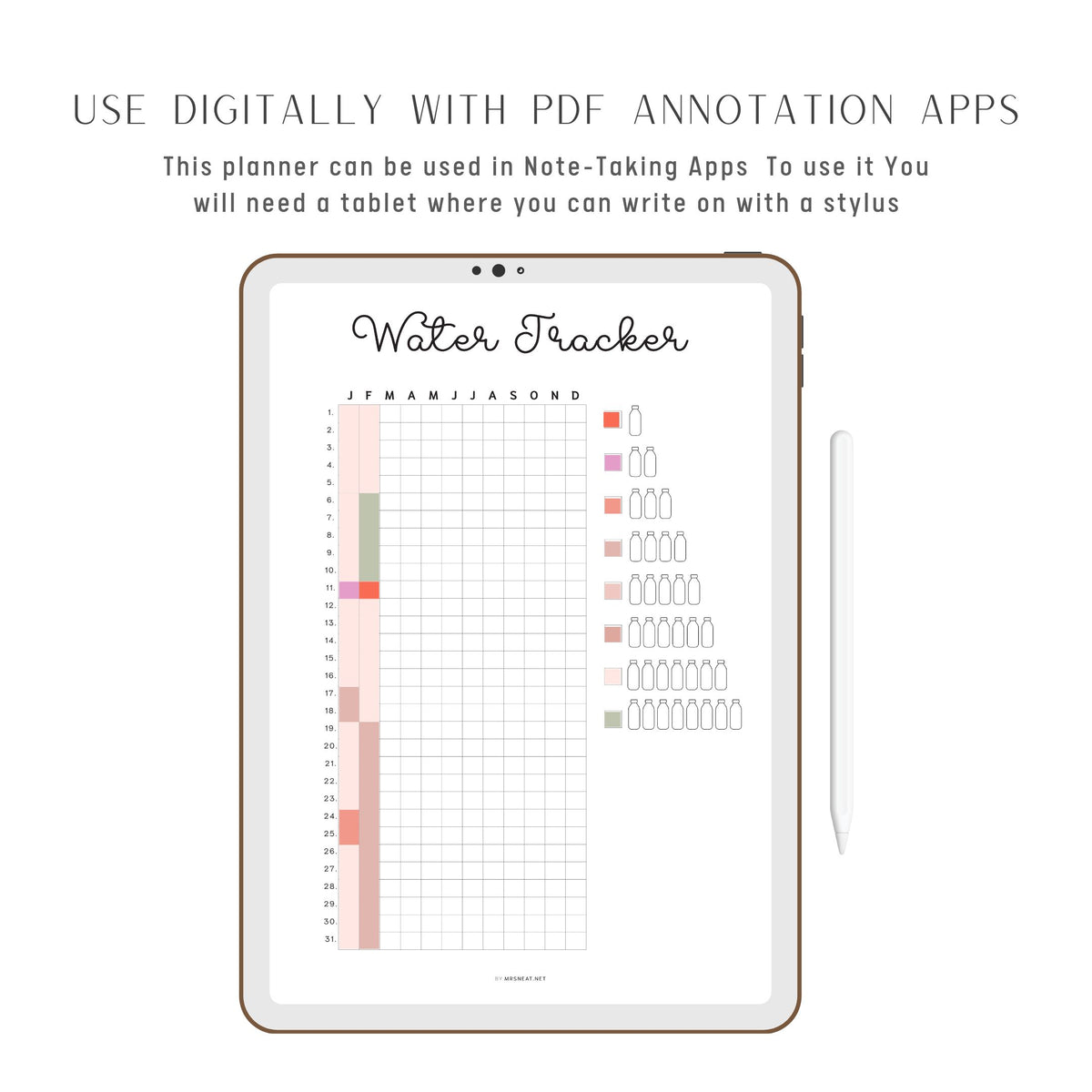 Water Tracker PRINTABLE PDF - M506 – mrsneat