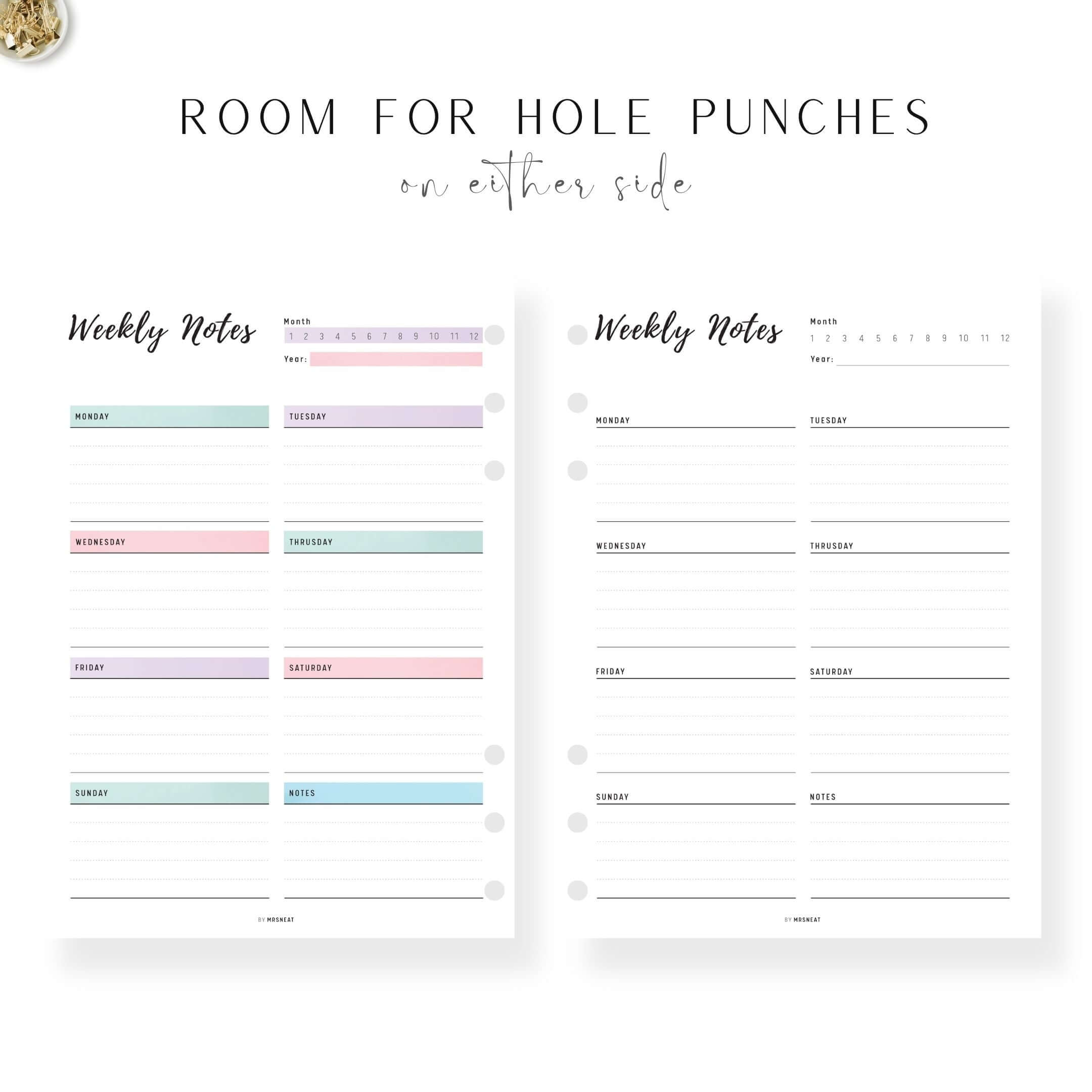 Weekly Notes Template Printable - M385 – mrsneat