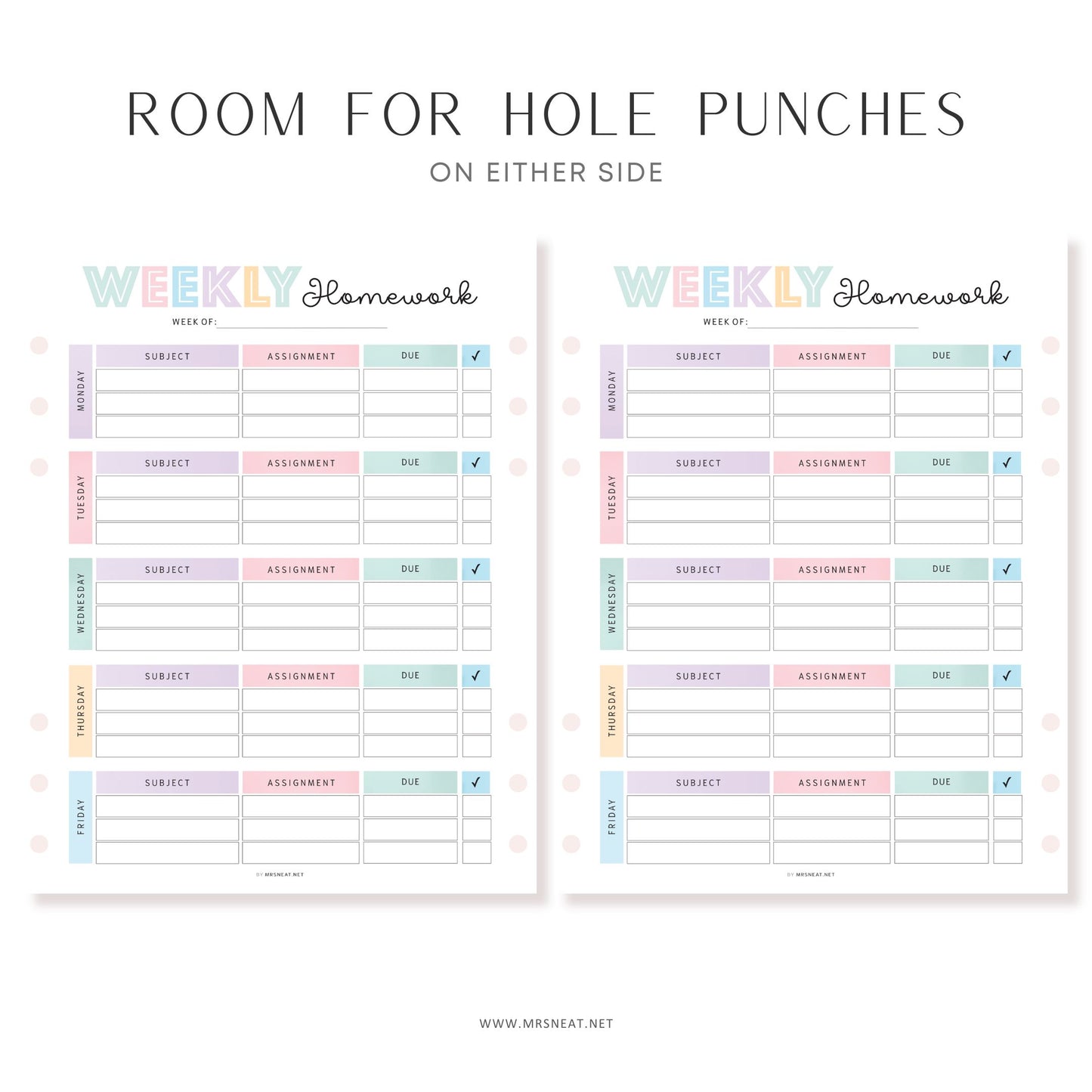 Editable Homework Planner, Printable, Digital, Student Planner, Assignment Checklist, Study Planner, School Tracker Template, PDF, A4, A5, Letter, Half Letter, Colorful, PDF Fillable and Editable, Digital Planner