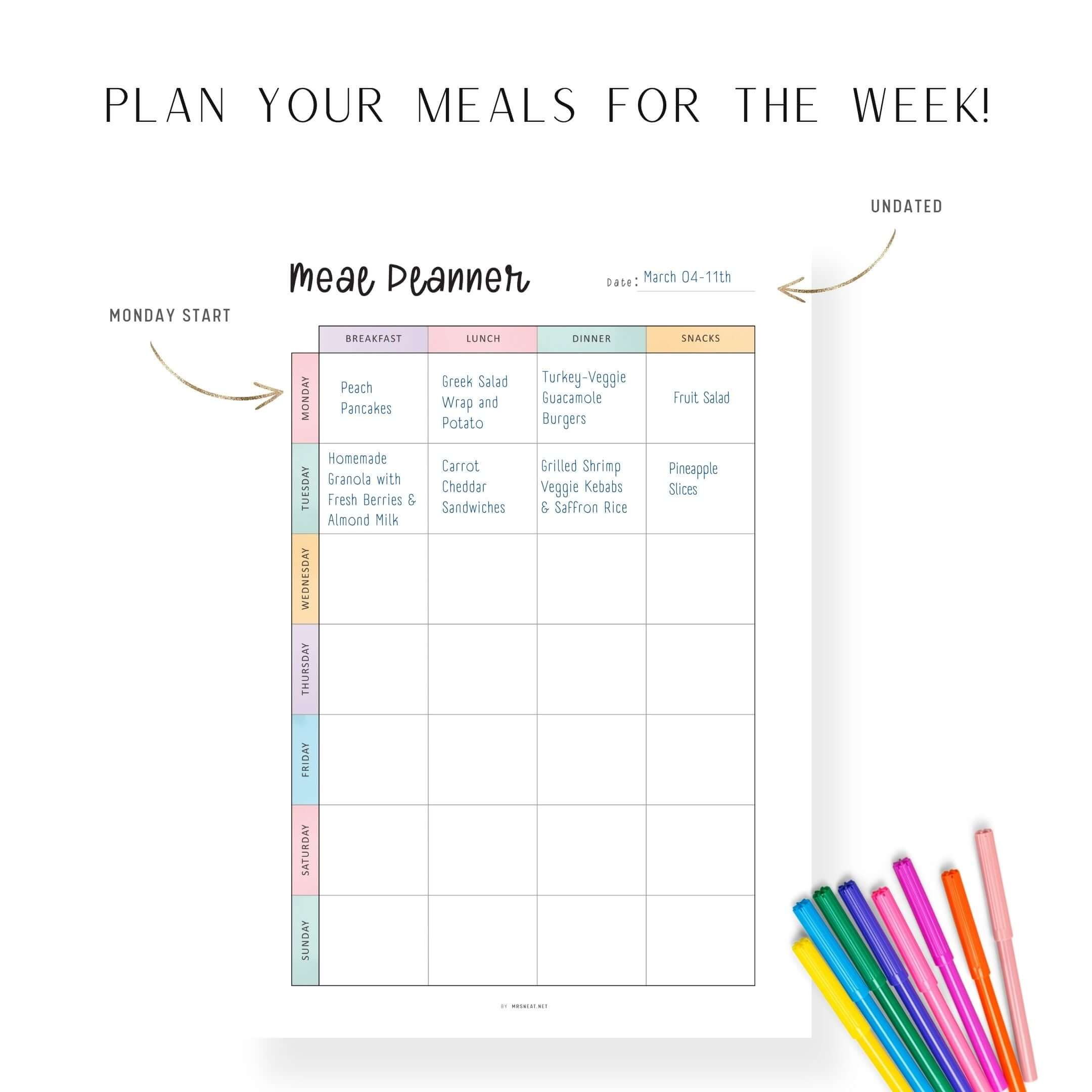 Printable Weekly Meal Planner – mrsneat