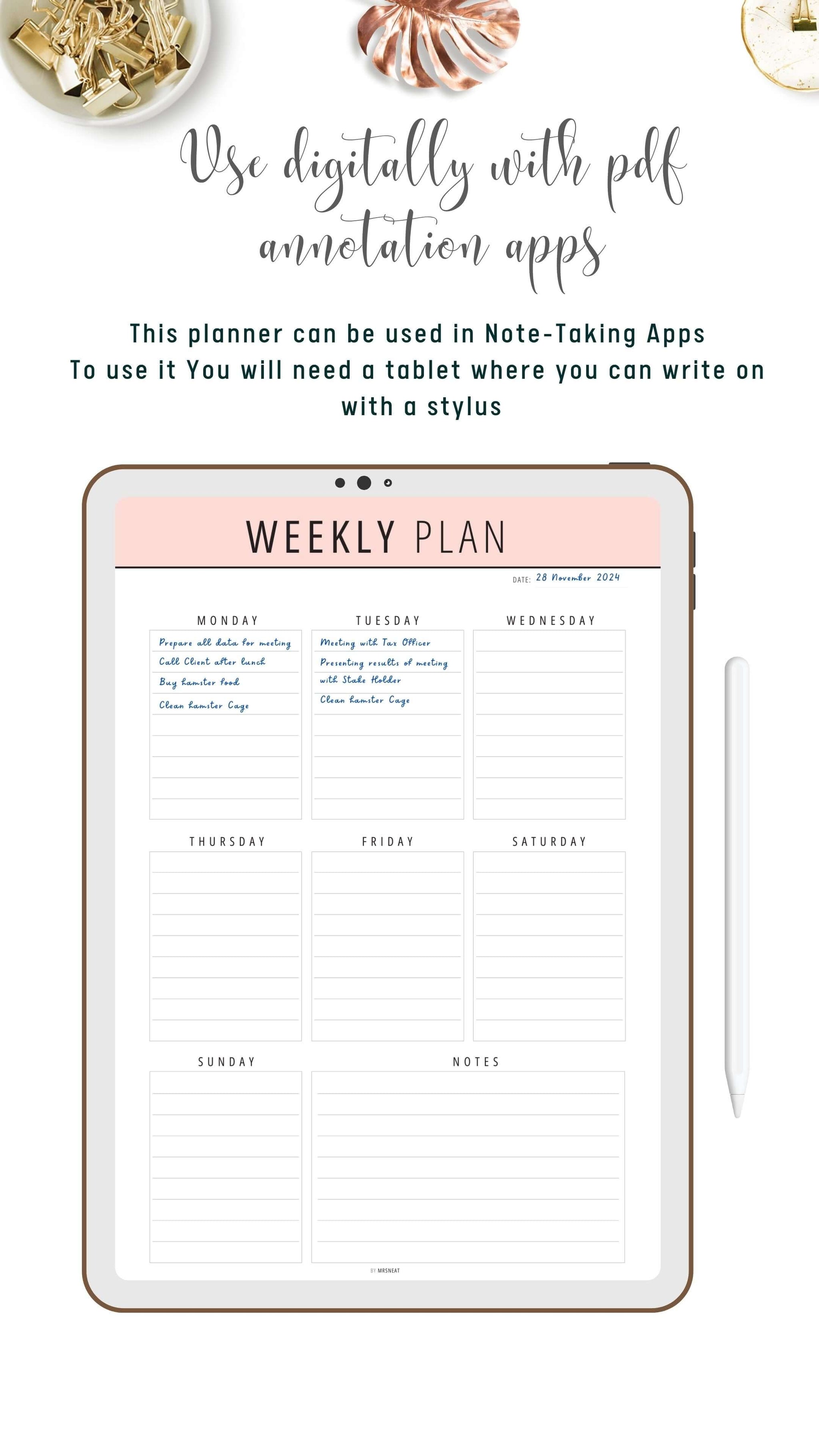 Weekly Planner Template Printable Pdf Mrsneat