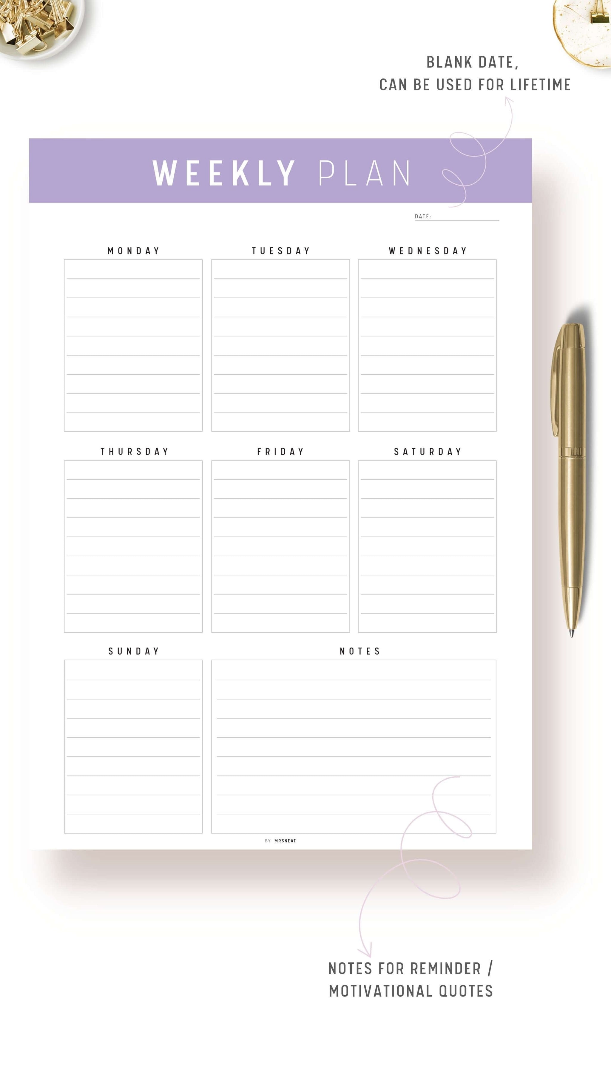 Weekly Planner Template Printable Pdf – mrsneat