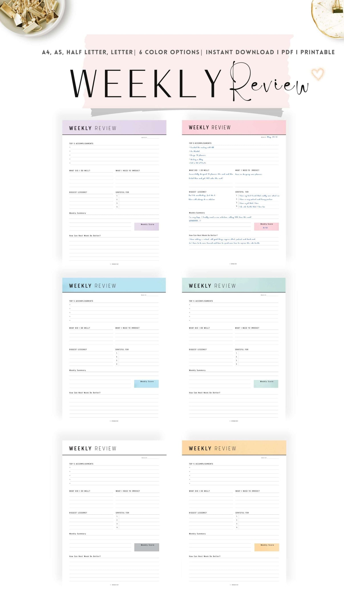 Weekly Review Template Printable mrsneat Weekly Review Template Printable mrsneat