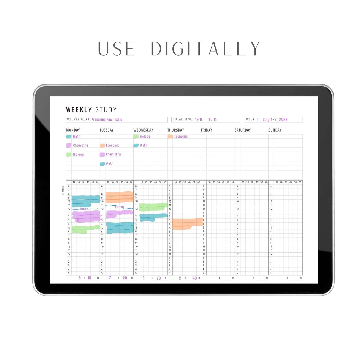 PRINTABLE Weekly Study Planner Template - M241 – mrsneat