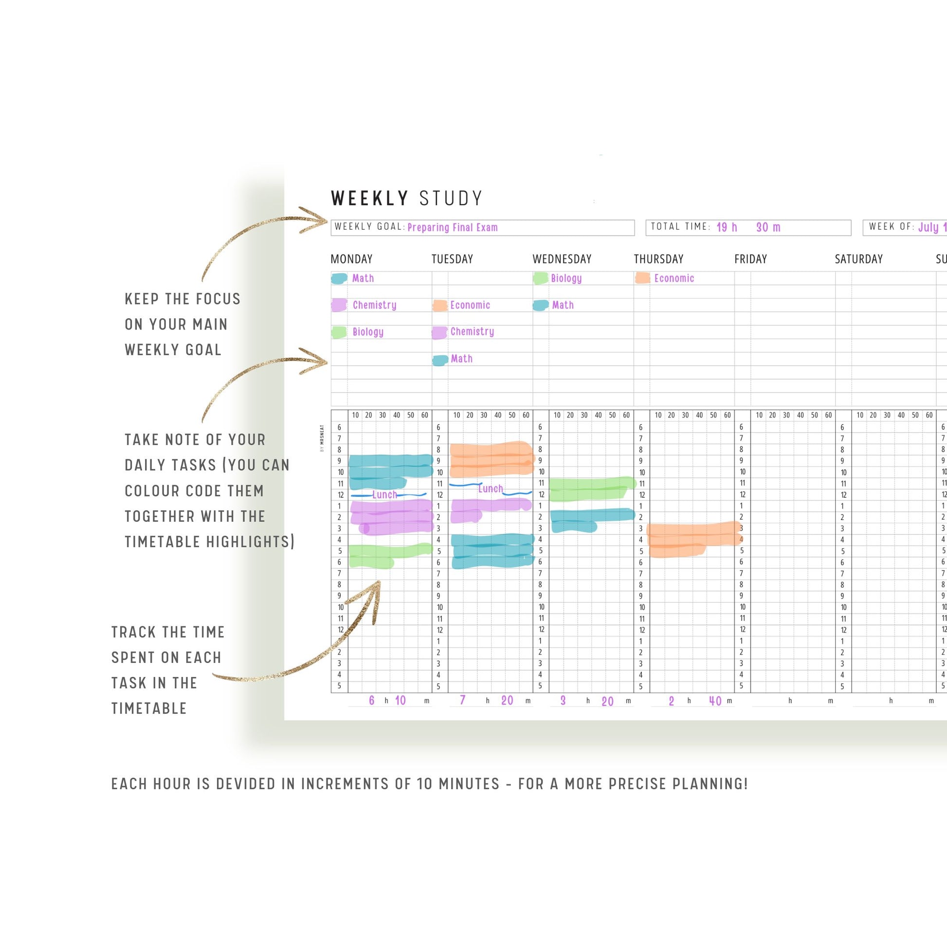 Weekly Study Planner Template