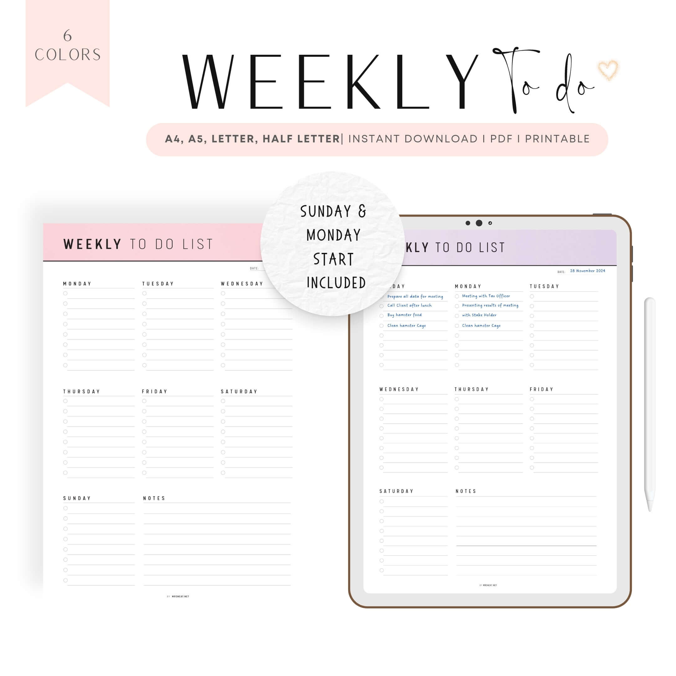 Weekly To Do List Printable – mrsneat