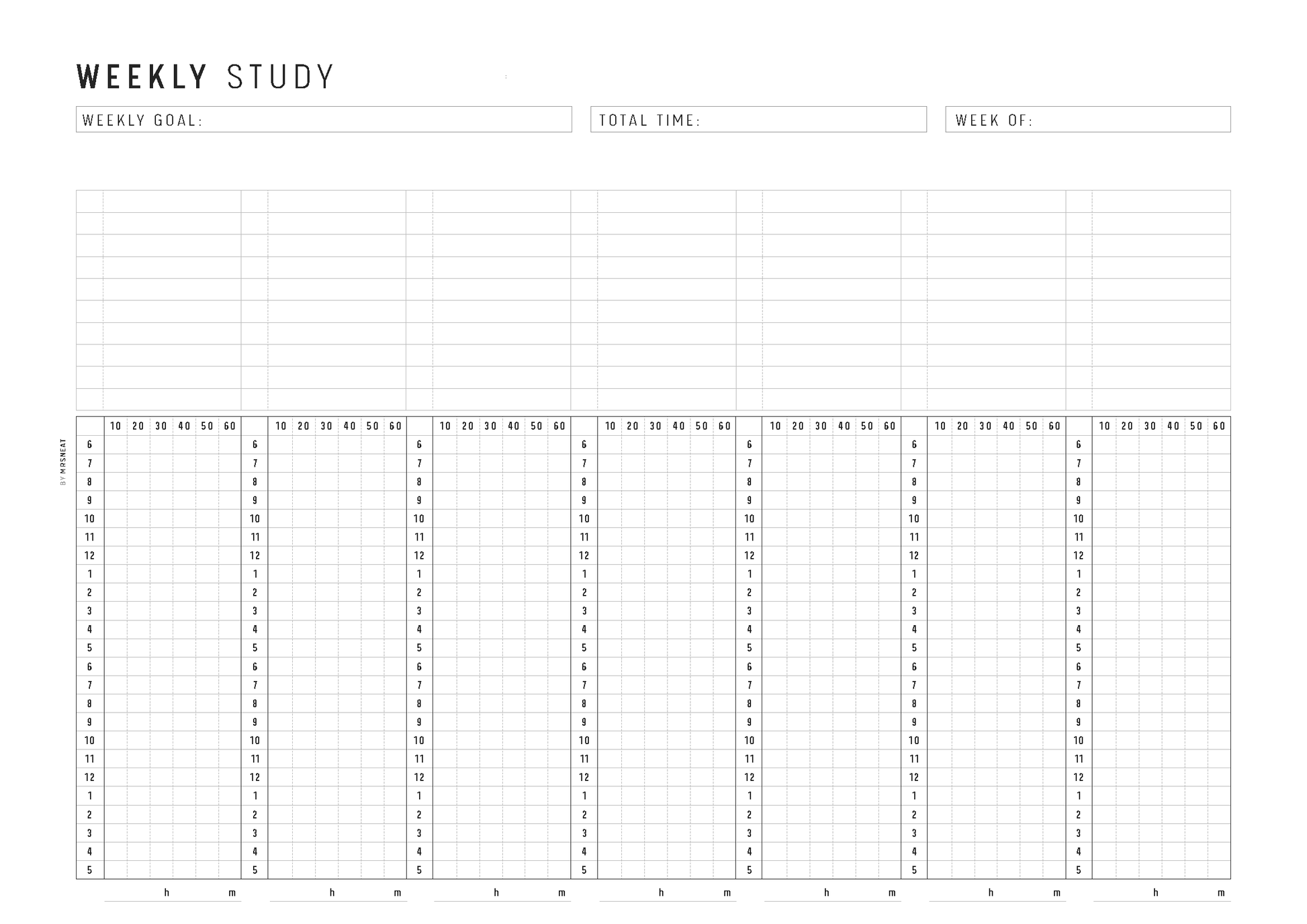 Weekly Study Tracker PRINTABLE: A4, Letter Sizes, 2 Layouts (PDF Download), Weekly Study Planner, Weekly Study Tracker, Weekly Study Page, Study Schedule Plan, Study Schedule Page, Study Tracker Page, Study Template, Study Planner Page, Printable Planner, Study Printable, Study Page Template, Weekly Schedule Page, Schedule Printable