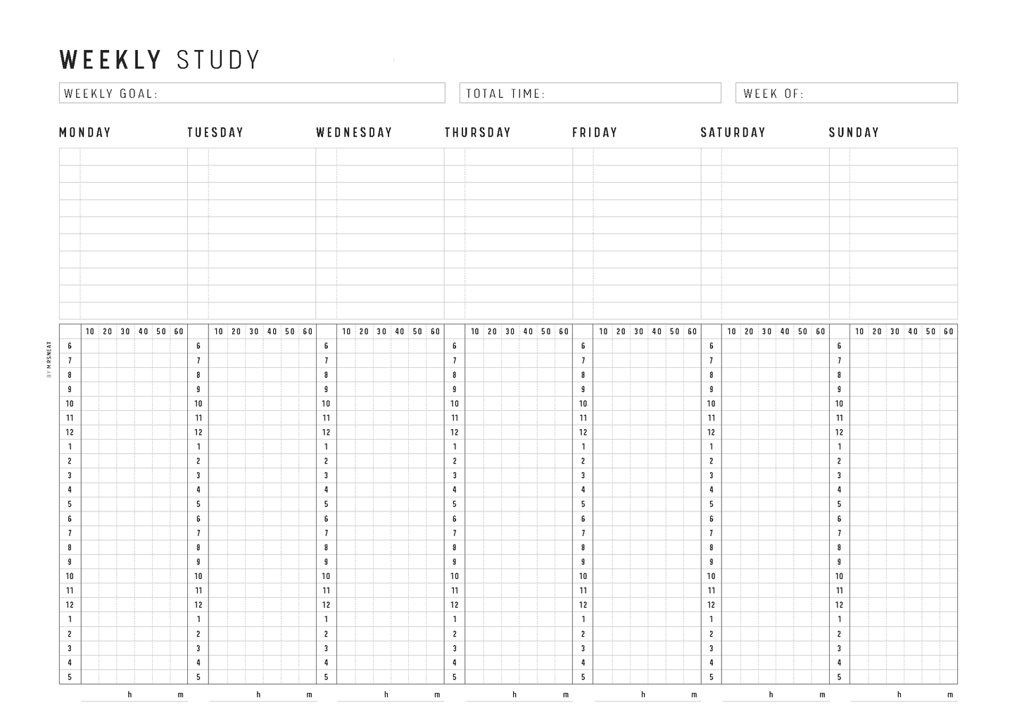 Weekly Study Tracker PRINTABLE: A4, Letter Sizes, 2 Layouts (PDF Download), Weekly Study Planner, Weekly Study Tracker, Weekly Study Page, Study Schedule Plan, Study Schedule Page, Study Tracker Page, Study Template, Study Planner Page, Printable Planner, Study Printable, Study Page Template, Weekly Schedule Page, Schedule Printable