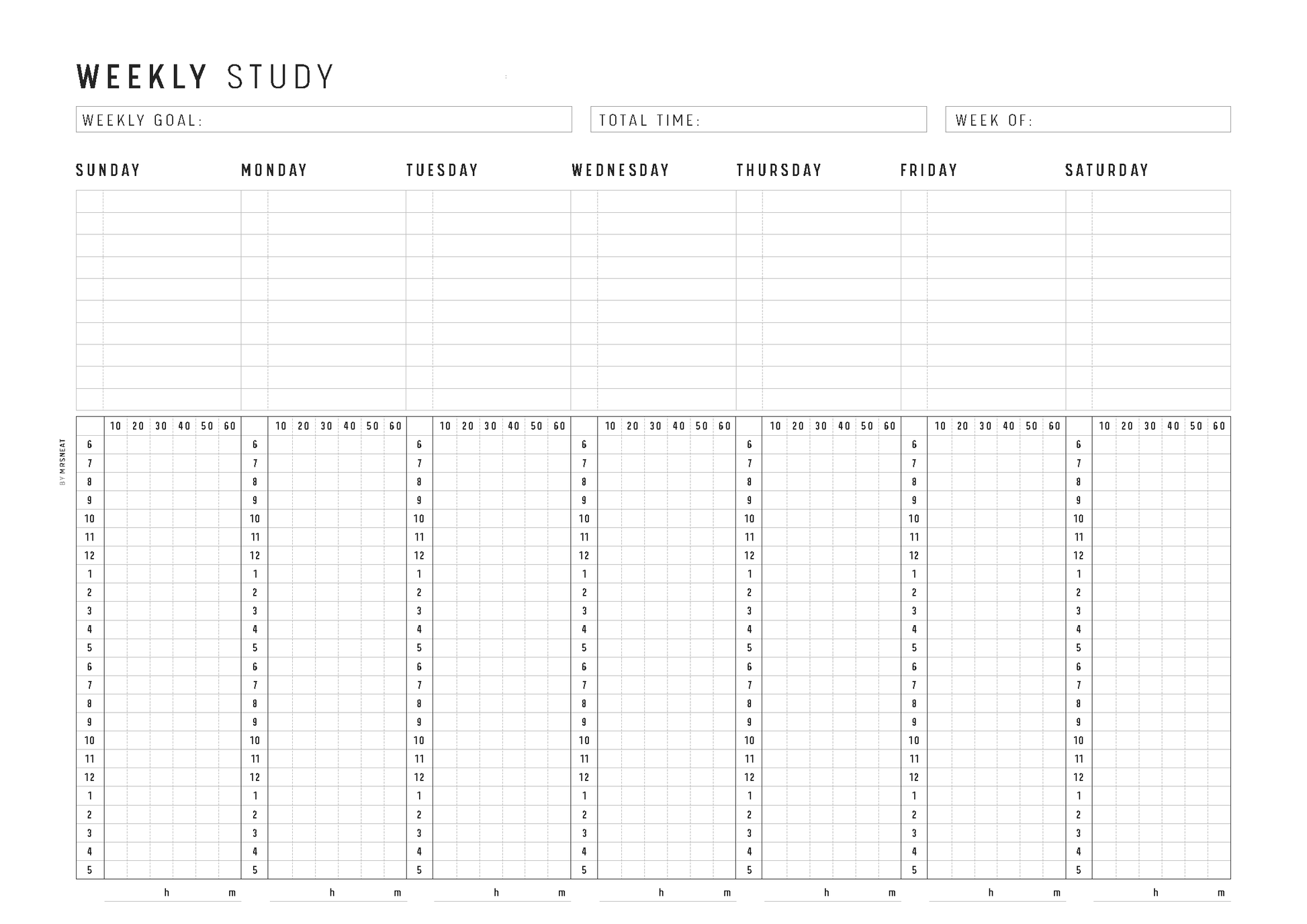 Weekly Study Tracker PRINTABLE: A4, Letter Sizes, 2 Layouts (PDF Download), Weekly Study Planner, Weekly Study Tracker, Weekly Study Page, Study Schedule Plan, Study Schedule Page, Study Tracker Page, Study Template, Study Planner Page, Printable Planner, Study Printable, Study Page Template, Weekly Schedule Page, Schedule Printable