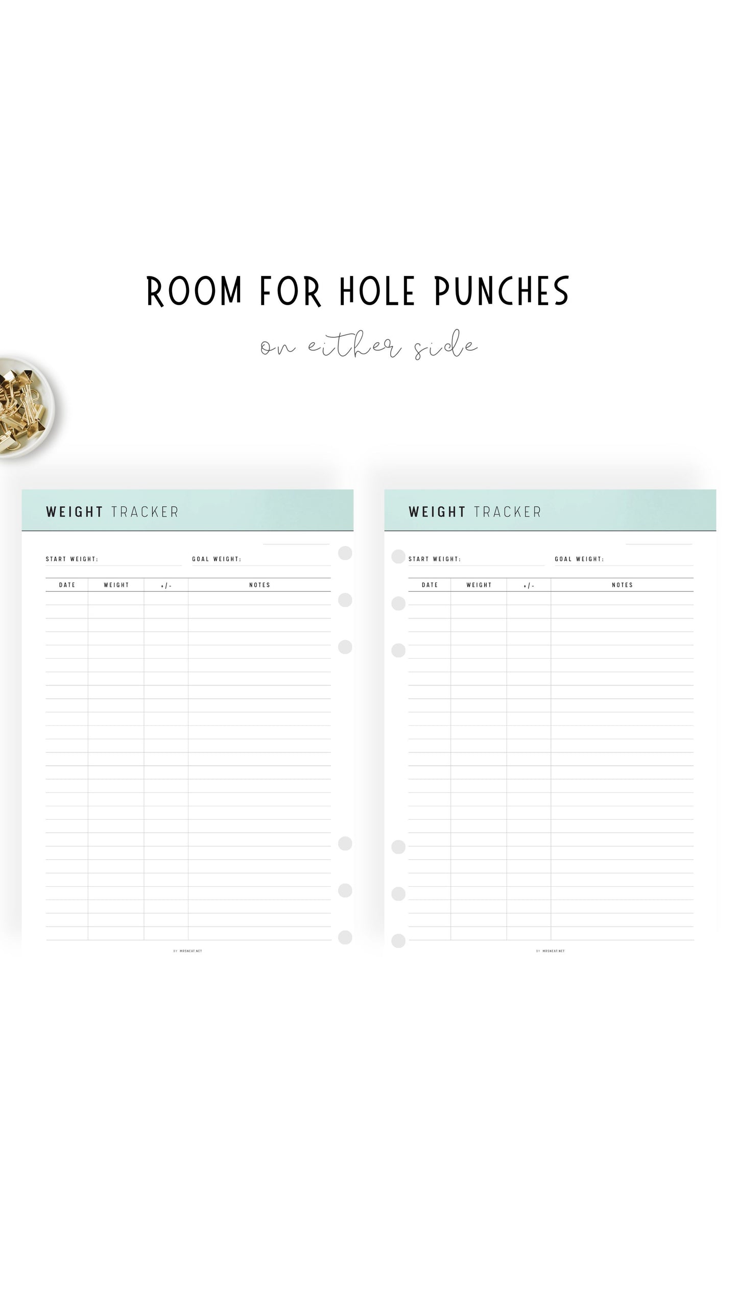 Green Weight Loss Tracker Printable