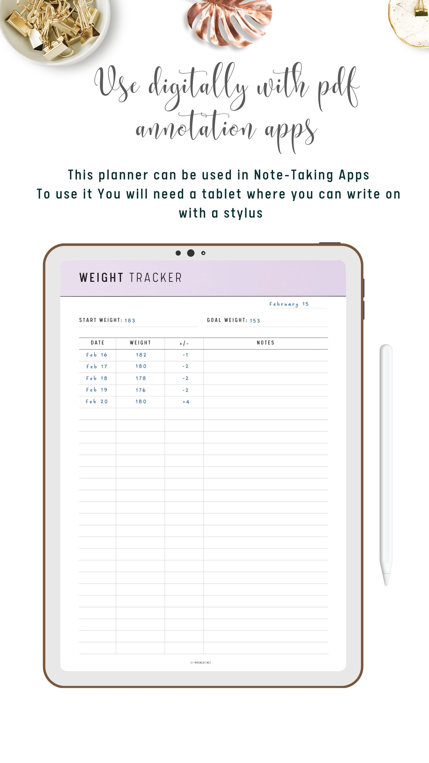 Digital Weight Loss Tracker Template