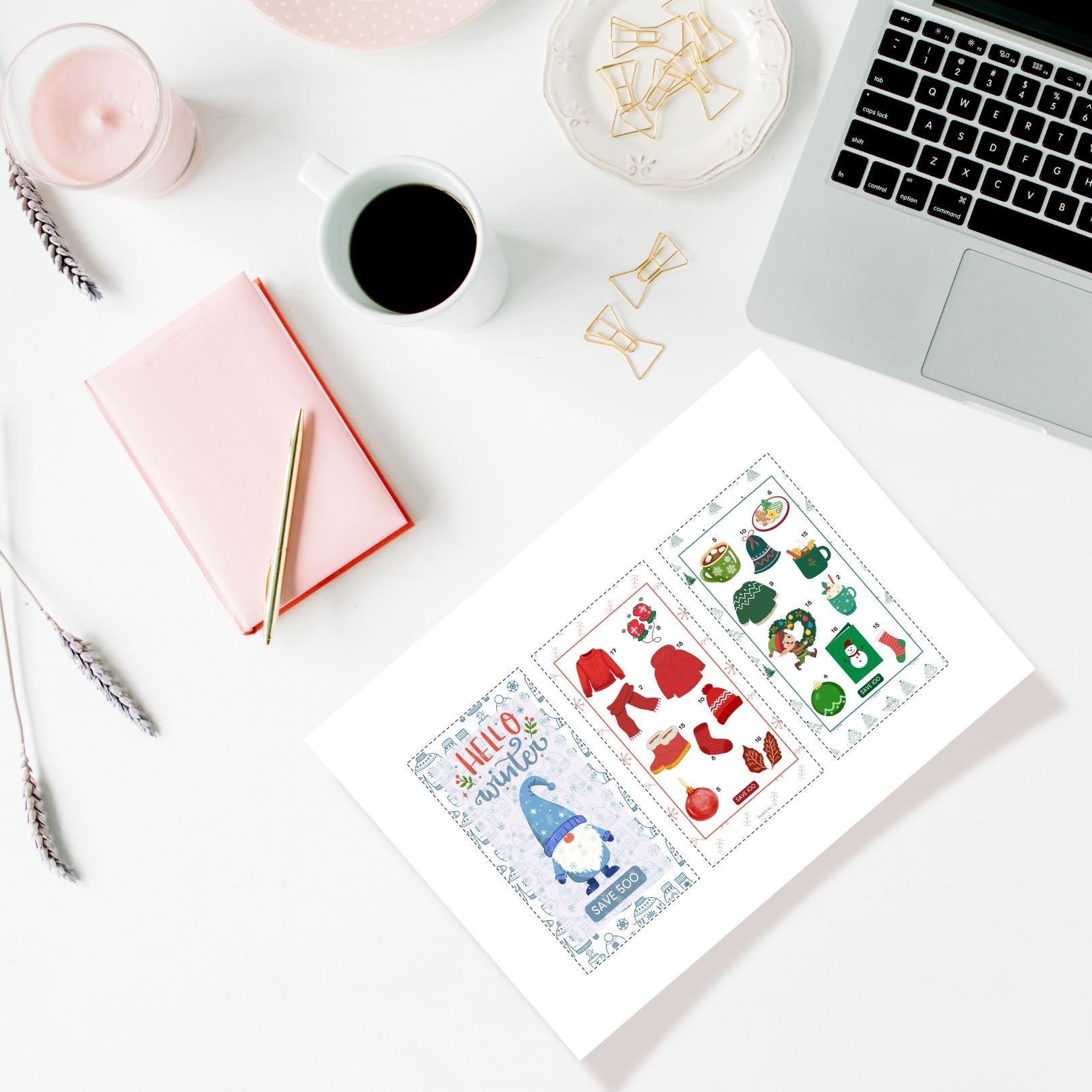 Winter Savings Challenge, A6, Printable, Colorful, Cute, 5 Challenges, Winter Theme, Total Save 500, Budget Tracker, Savings Tracker, Cash Stuffing, Tiny Mini Savings Challenge, Kawaii Savings Challenge, Low Income Savings Challenge, Low income budget tracker, Printable, Digital Download, 4 versions, EURO USD POUND BLANK