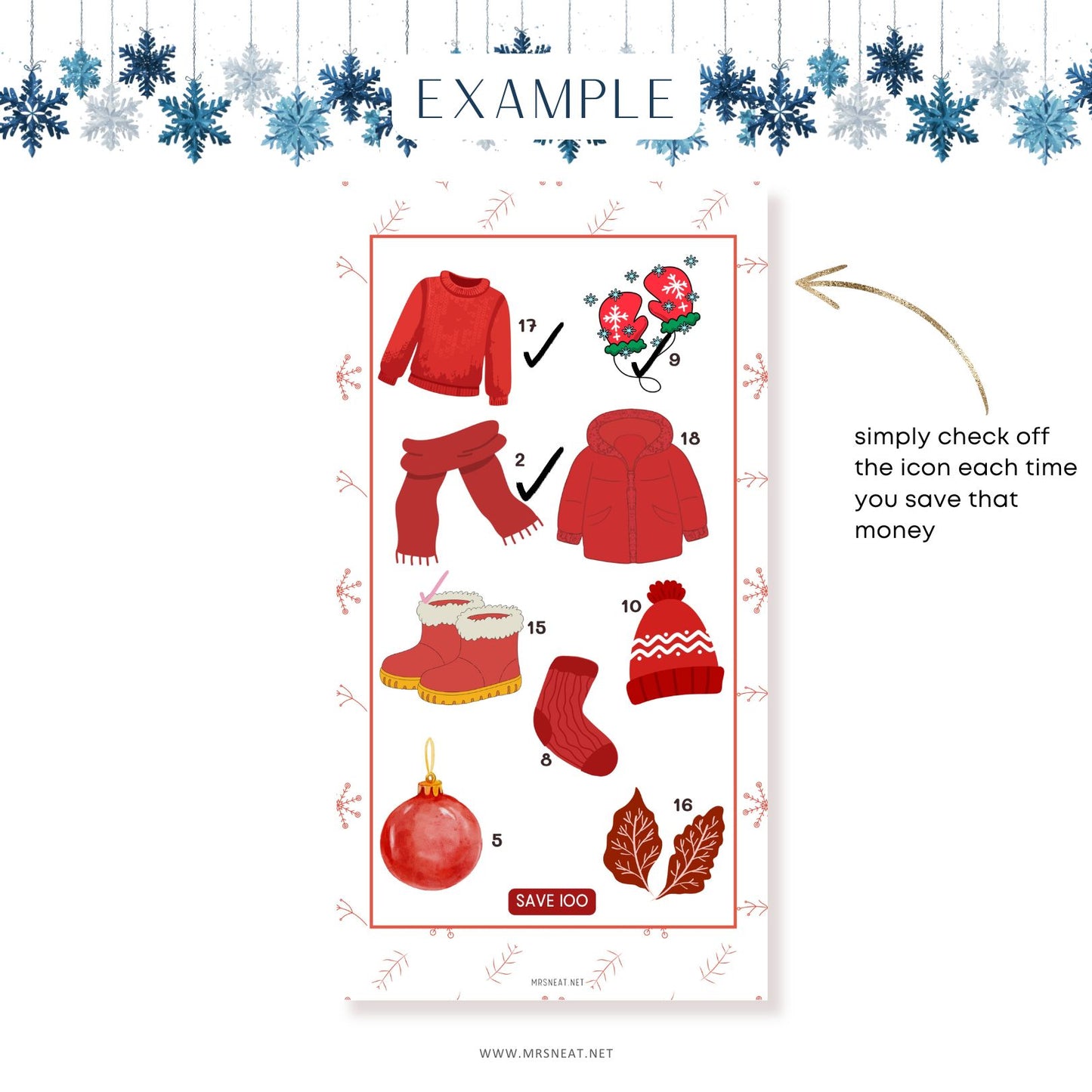 Winter Savings Challenge, A6, Printable, Colorful, Cute, 5 Challenges, Winter Theme, Total Save 500, Budget Tracker, Savings Tracker, Cash Stuffing, Tiny Mini Savings Challenge, Kawaii Savings Challenge, Low Income Savings Challenge, Low income budget tracker, Printable, Digital Download