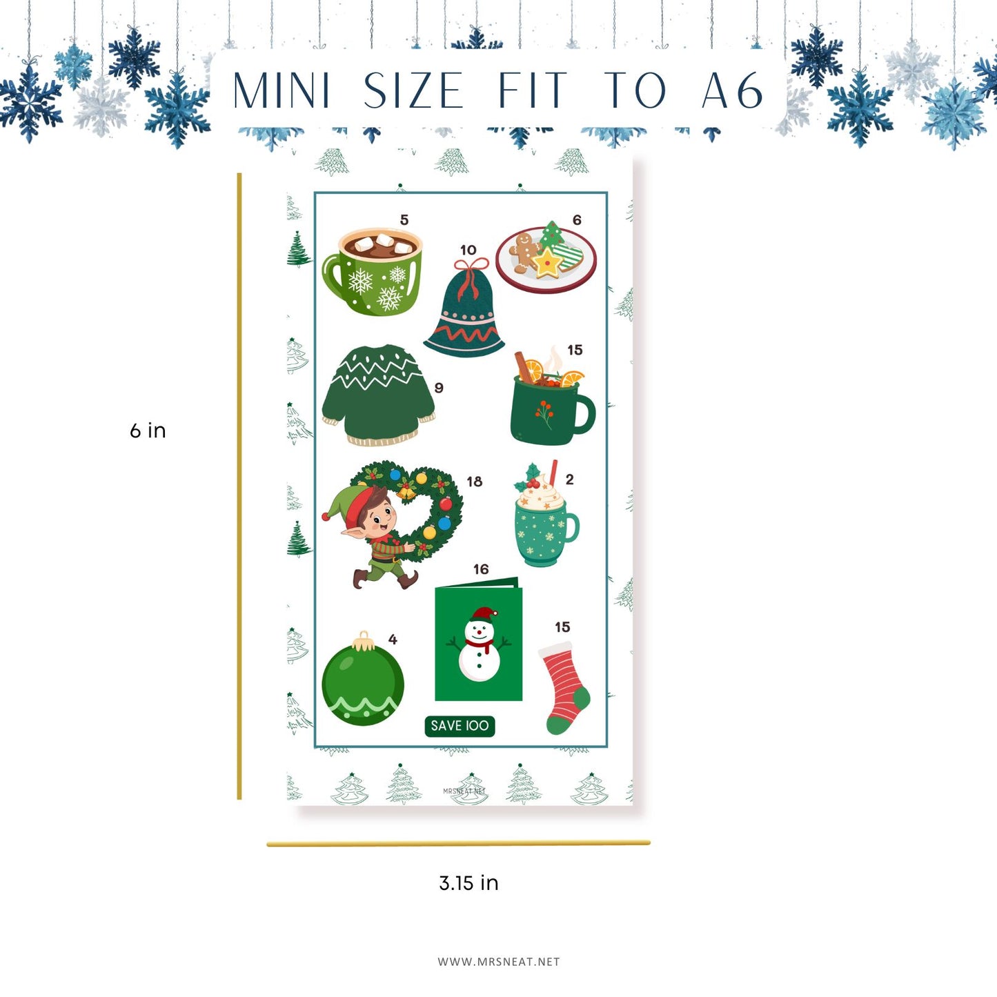 Winter Savings Challenge, A6, Printable, Colorful, Cute, 5 Challenges, Winter Theme, Total Save 500, Budget Tracker, Savings Tracker, Cash Stuffing, Tiny Mini Savings Challenge, Kawaii Savings Challenge, Low Income Savings Challenge, Low income budget tracker, Printable, Digital Download
