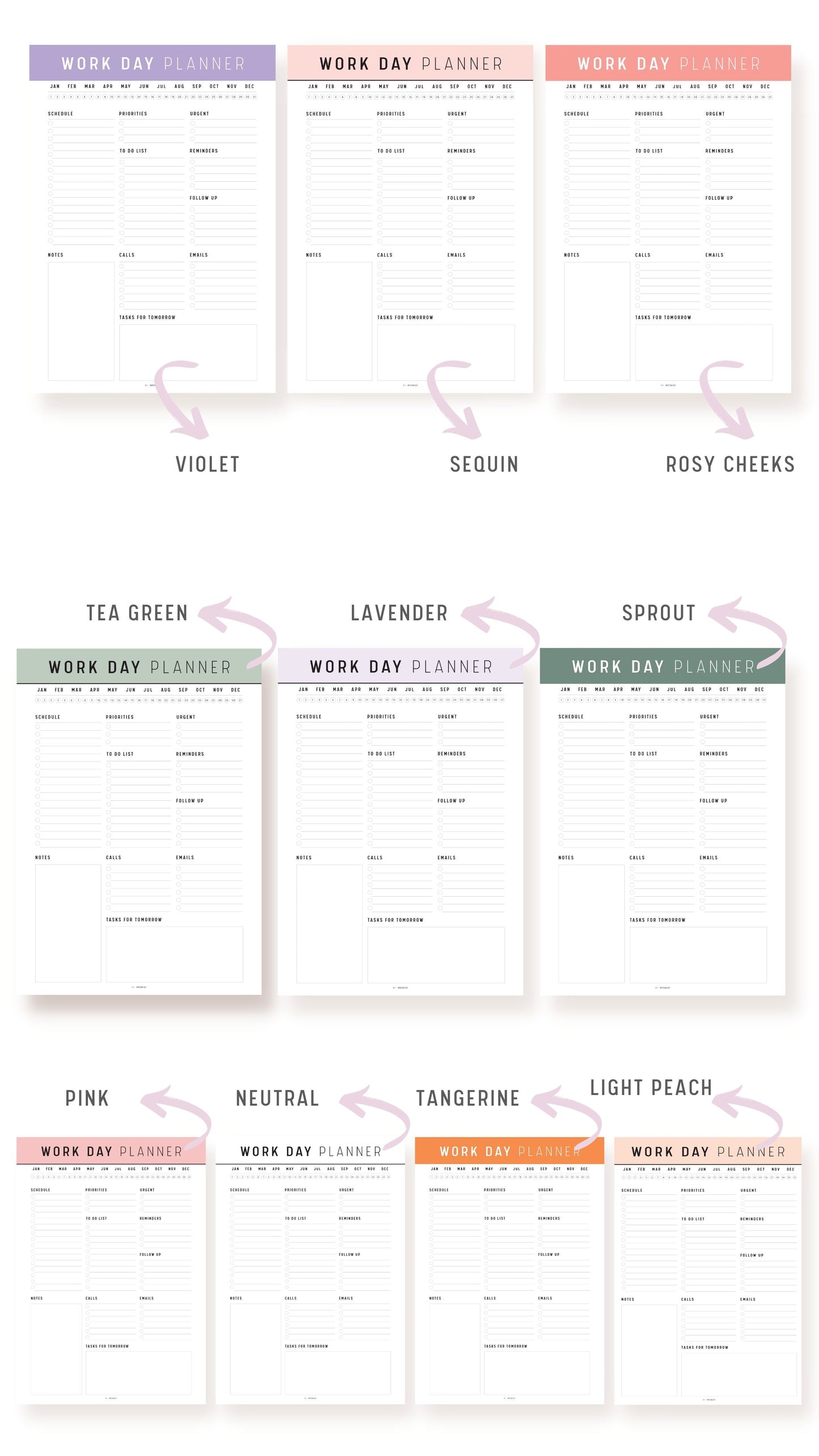 Printable Work Day Planner Template