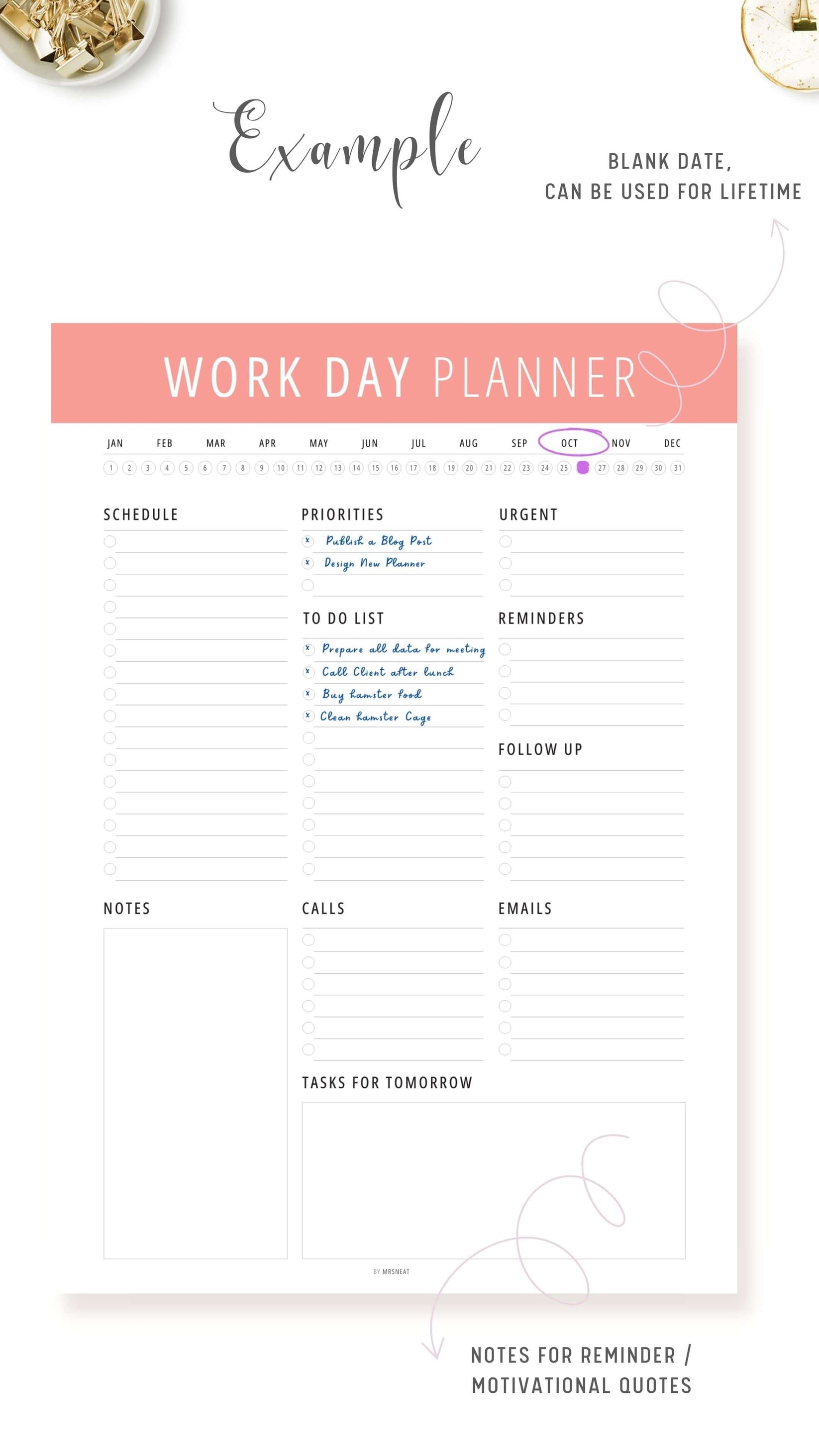 Printable Work Day Planner Template – mrsneat