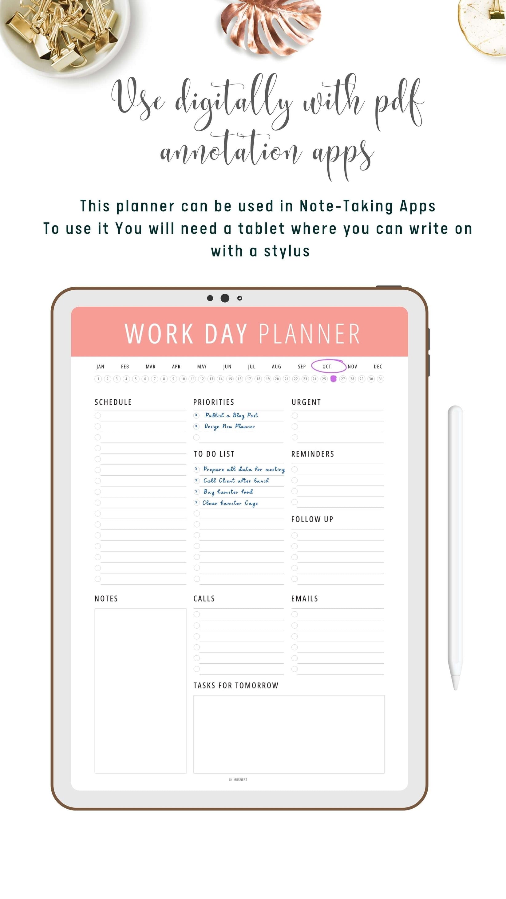 Printable Work Day Planner Template mrsneat