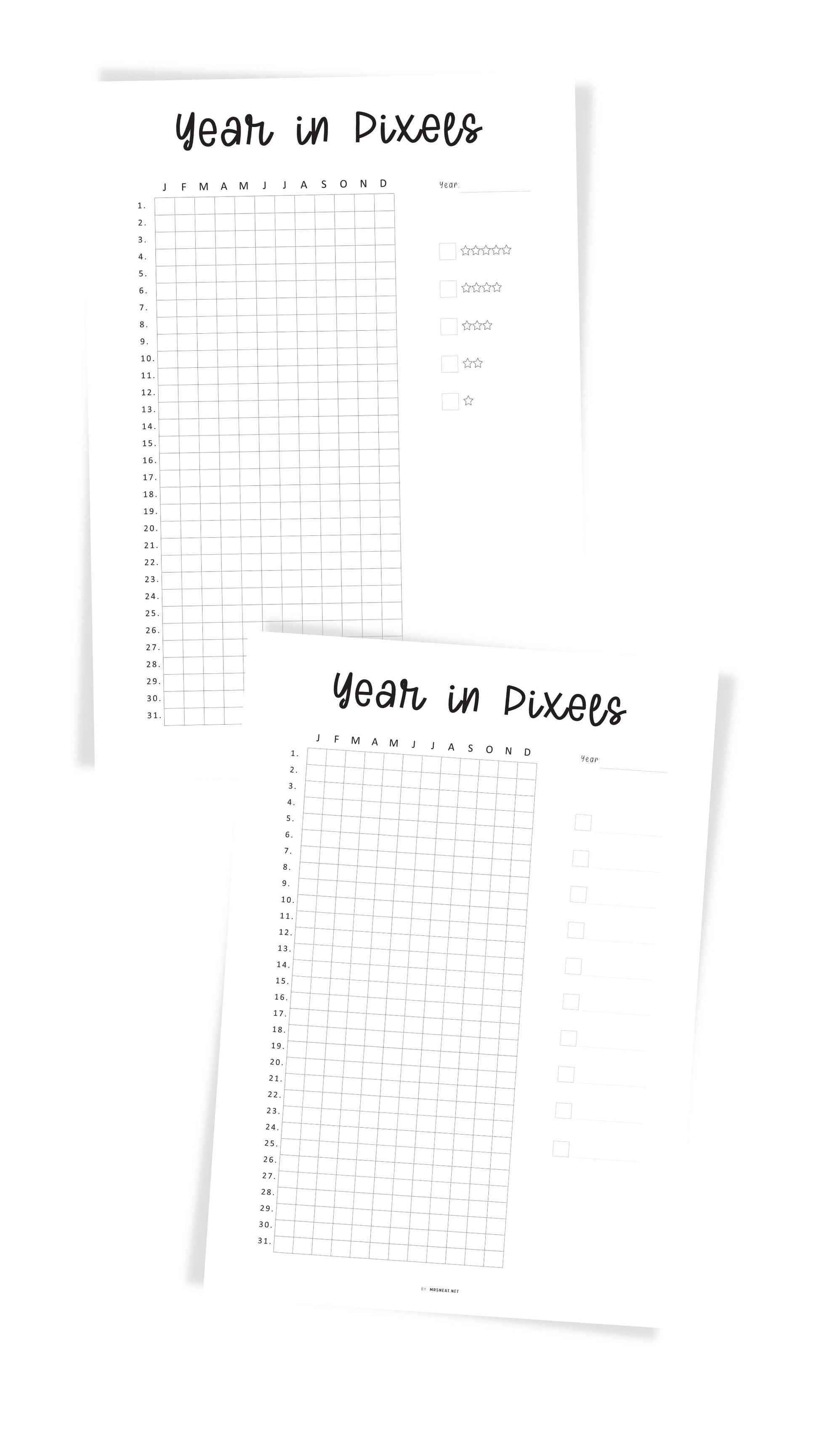 Year in Pixels Printable Planner PDF