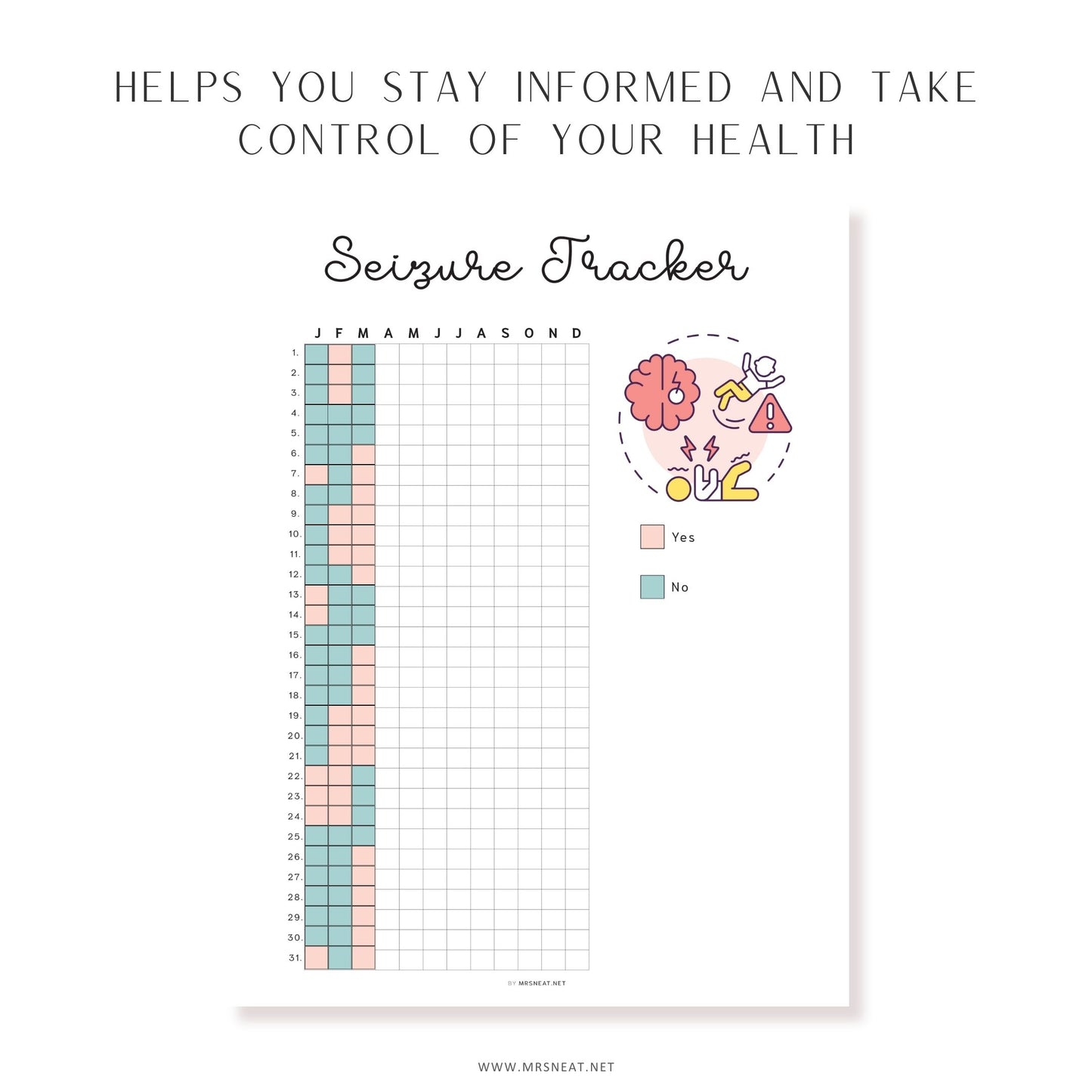 Seizure Tracker, PRINTABLE Journal Page, Medical Tracker, Track Seizures,  Health Tracker, Health Journal, Health Log, Planner Page, A4, A5, Letter, Half Letter, 2 Versions, Digital Planner, Printable Planner