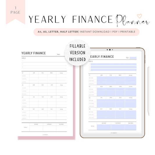 Yearly Financial Planner, Yearly Financial Goals, Quarterly Finance, Finance at a glance, New Year Financial Goals, Financial Goal Planner