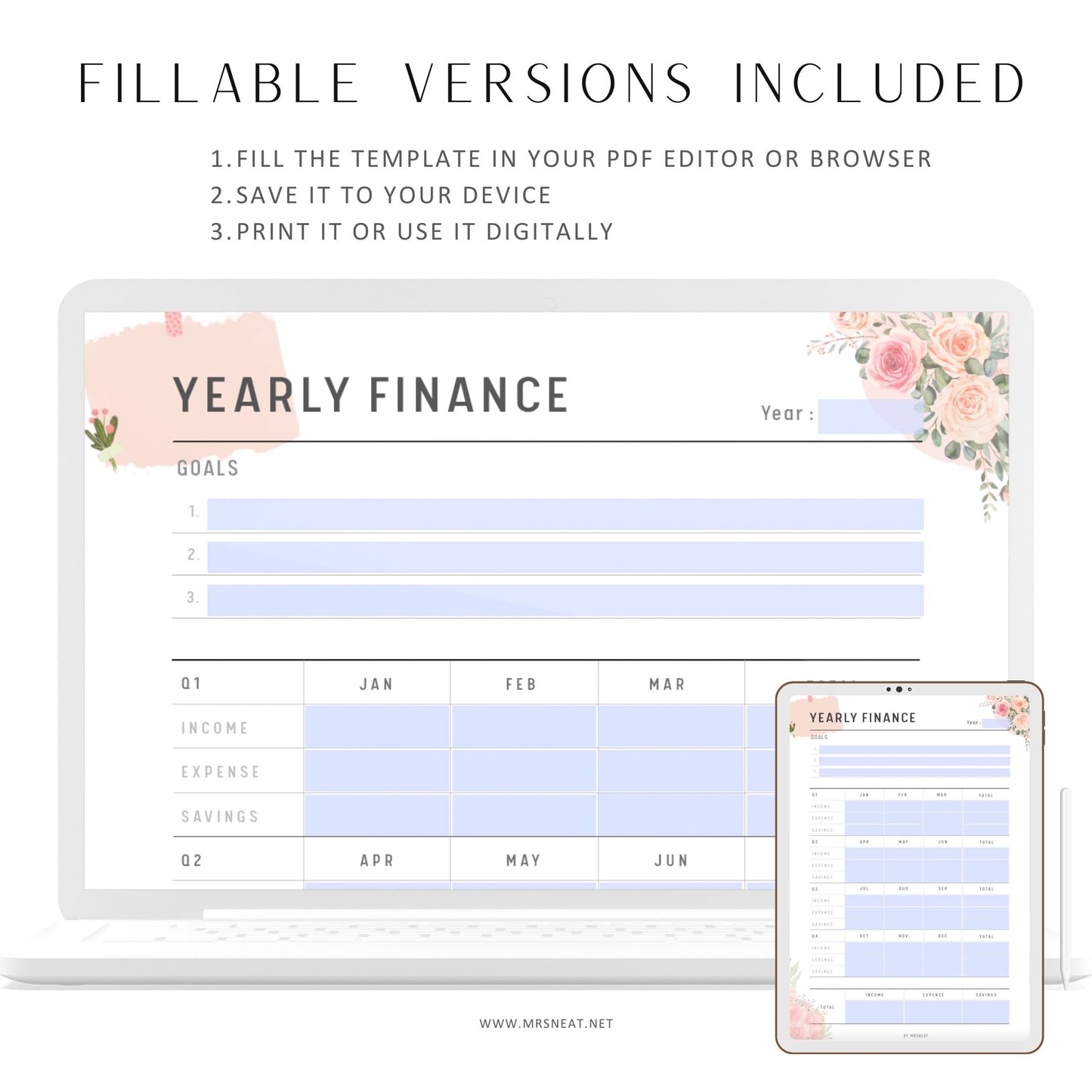 Floral Yearly Financial Planner - M069