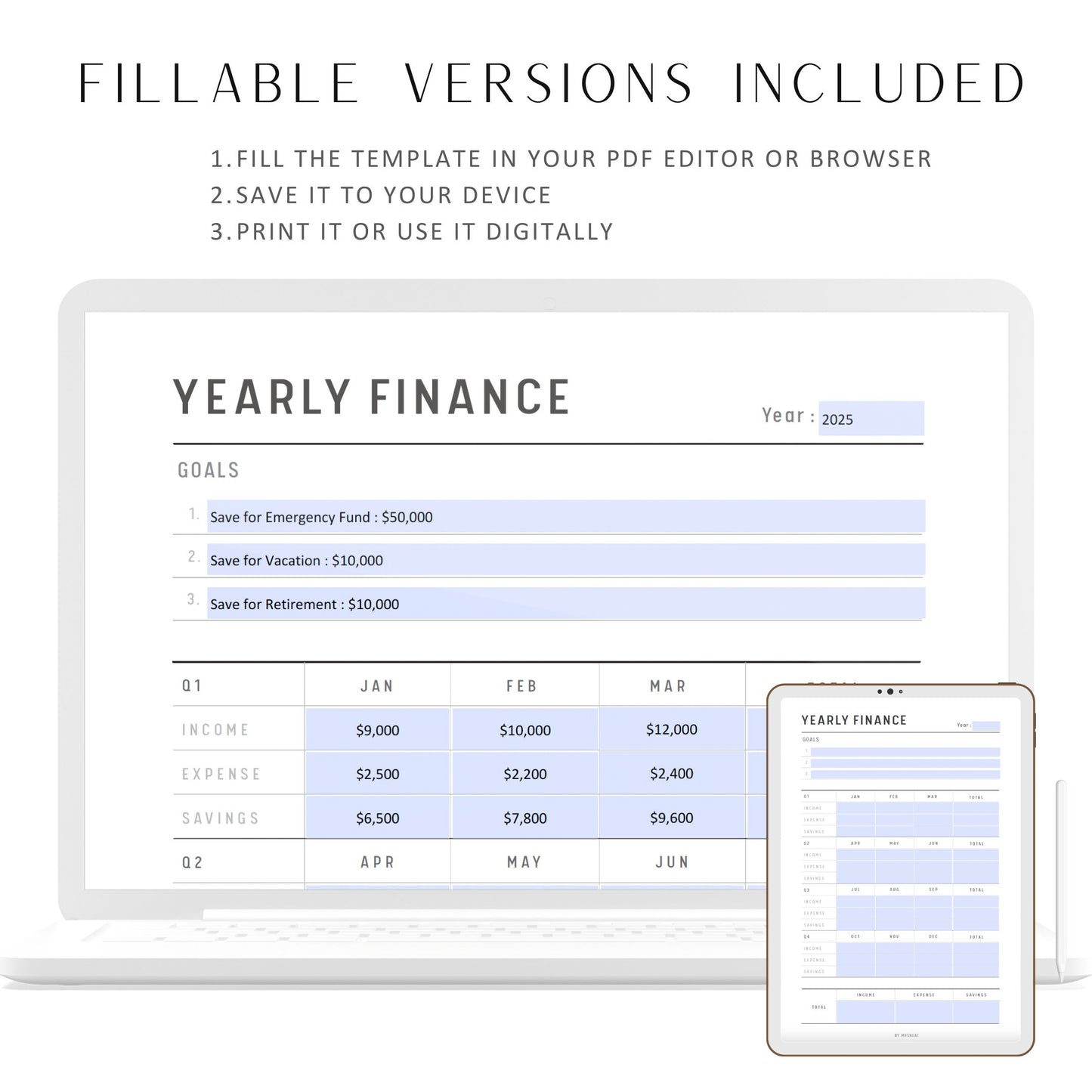 Yearly Financial Planner, Yearly Financial Goals, Quarterly Finance, Finance at a glance, New Year Financial Goals, Financial Goal Planner