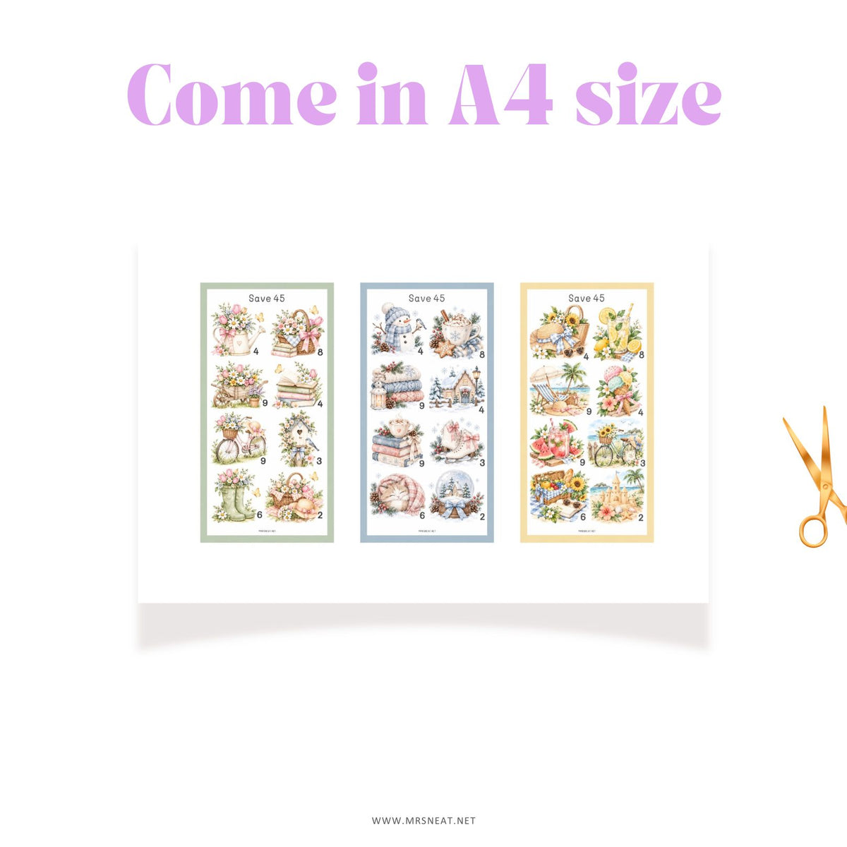 A4 savings challenge bundle with three A6 challenges per printable sheet