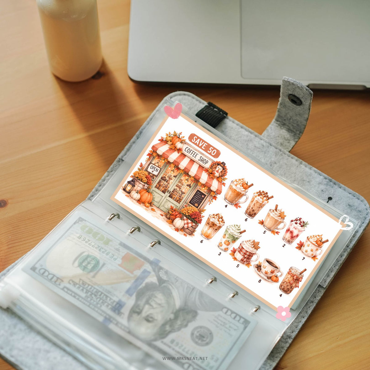 A6 individual autumn savings challenge printable for a budget binder or planner