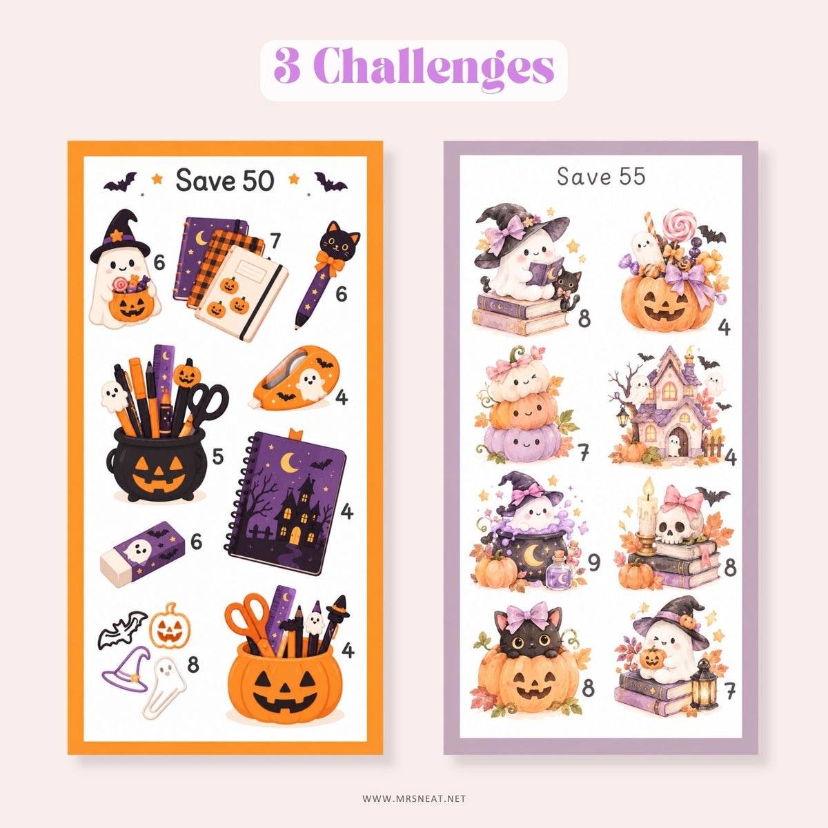 Cute Halloween money saving challenge printable for budget planning
